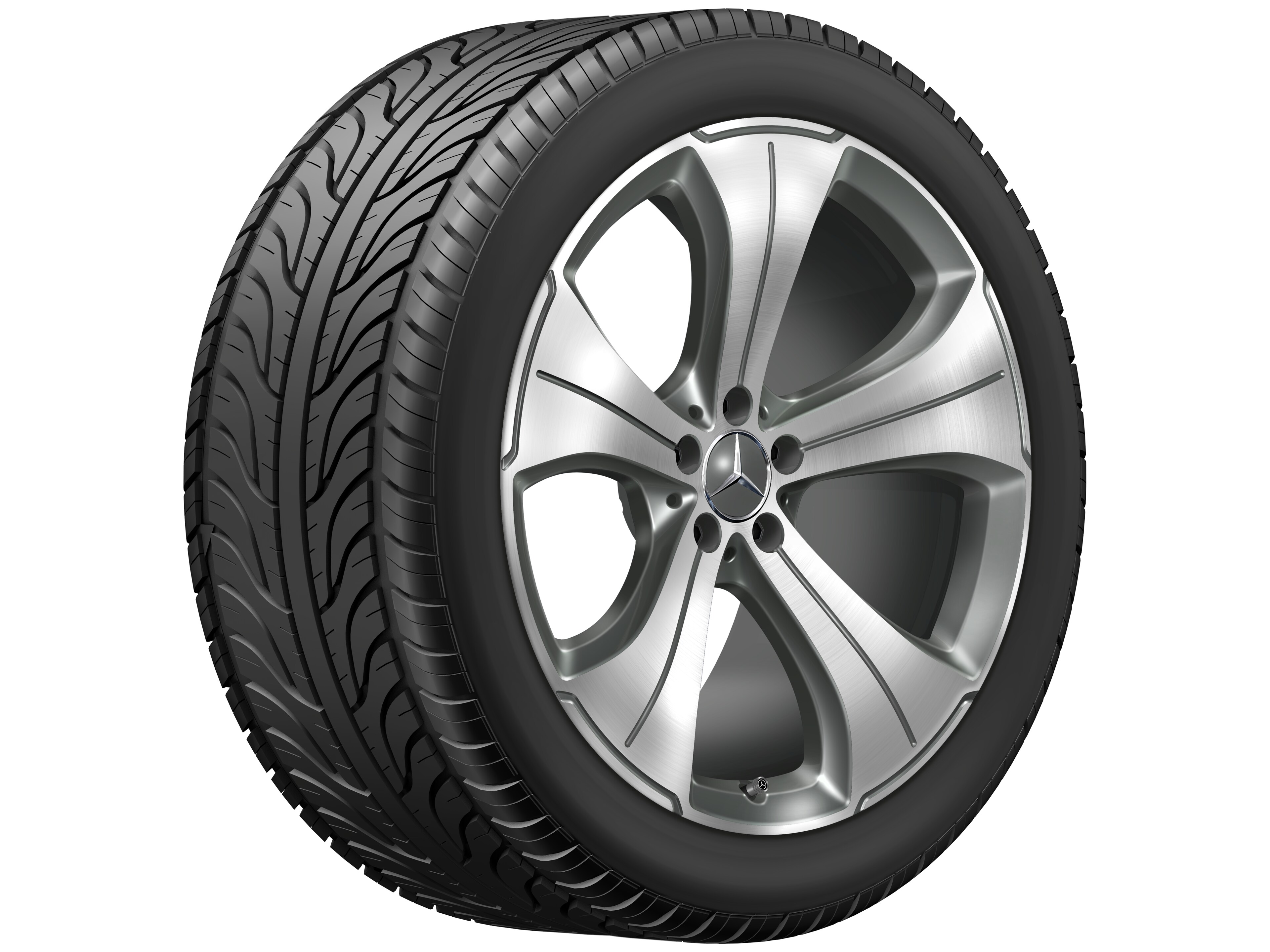Cerchio a 5 razze, 53,3 cm (21 pollici), con tornitura a specchio - 11 J x 21 ET 55, grigio Himalaya, Tornitura a specchio