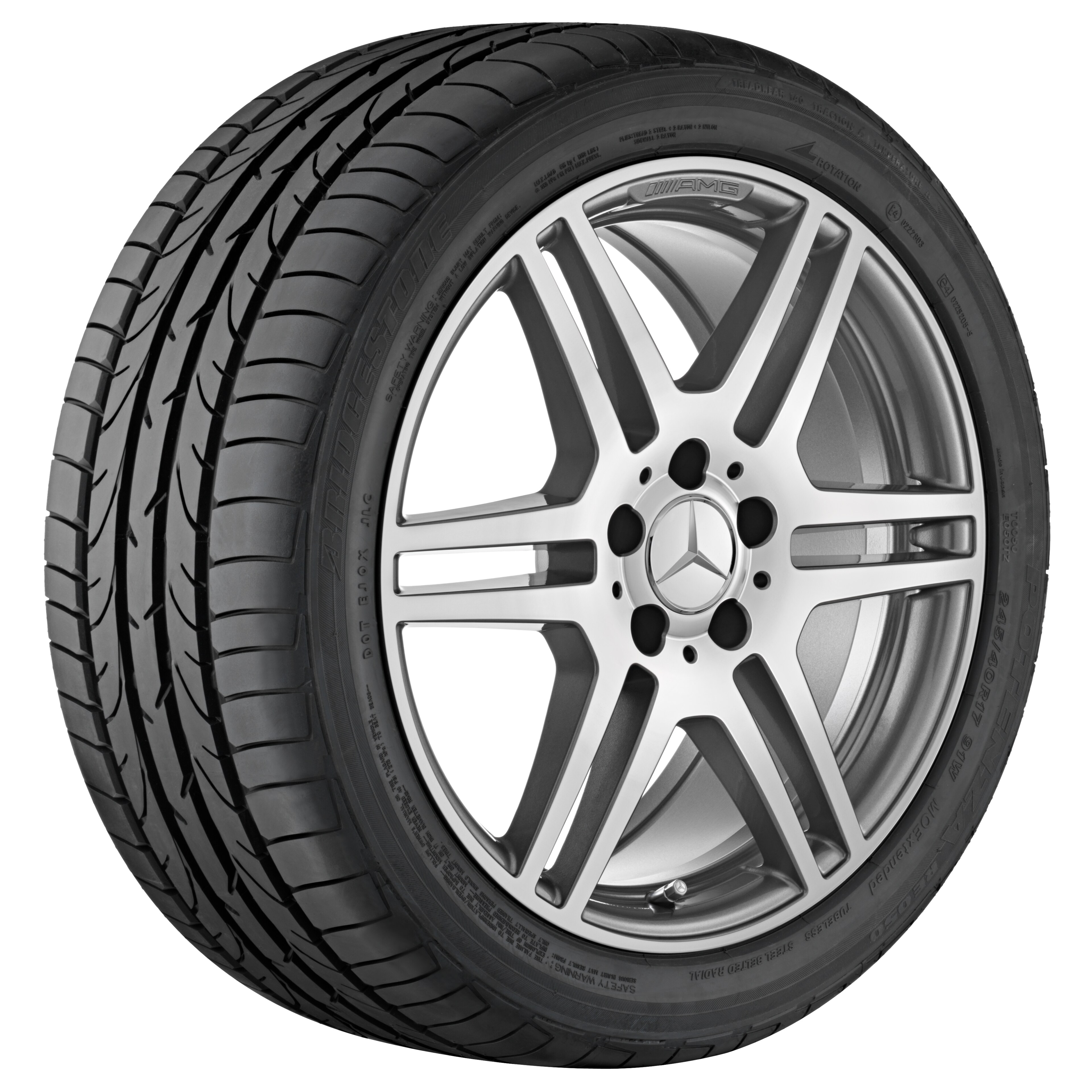 Cerchio a 6 doppie razze AMG, 45,7 cm (18 pollici) - 8 J x 18 ET 45, grigio titanio, Tornitura a specchio