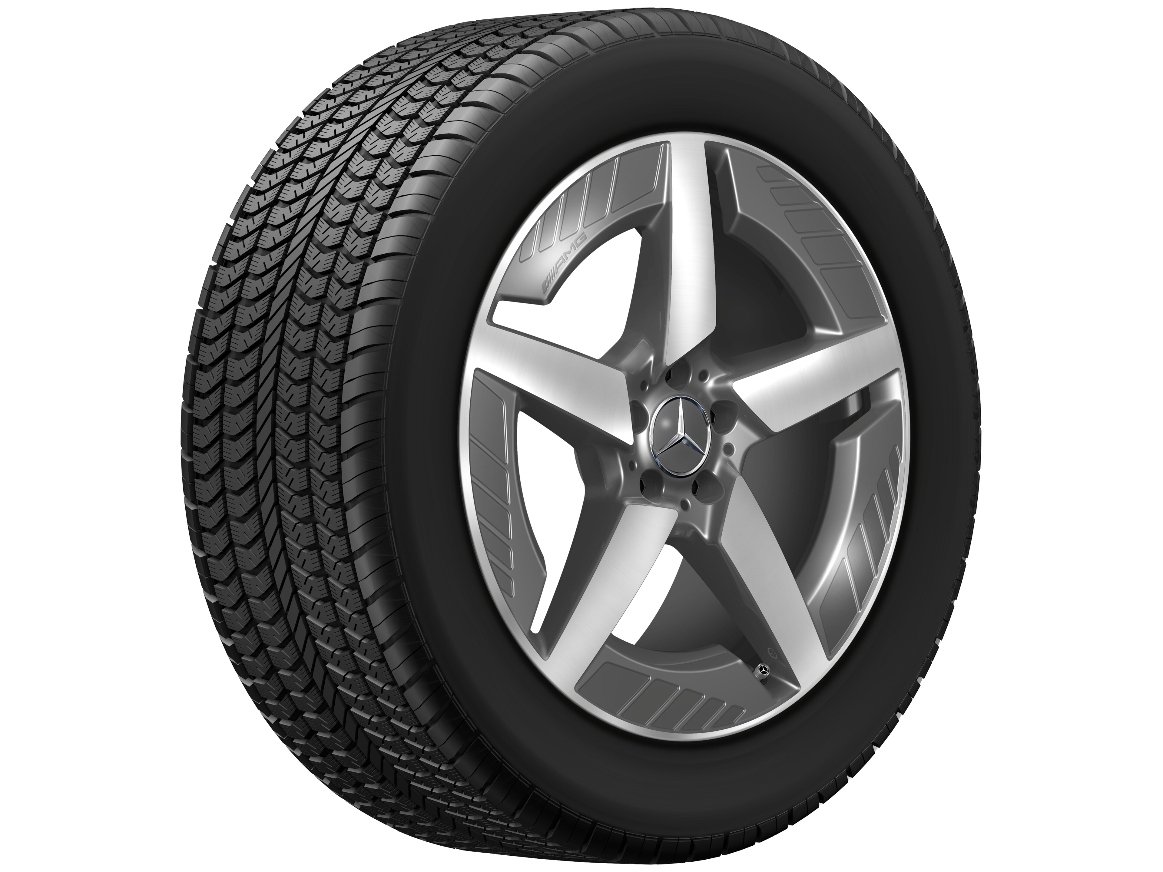 Cerchio in lega leggera AMG, con design a 5 razze, 50,8 cm (20 pollici) - 9 J x 20 ET 57,1, Grigio tantalio, Tornitura a specchio