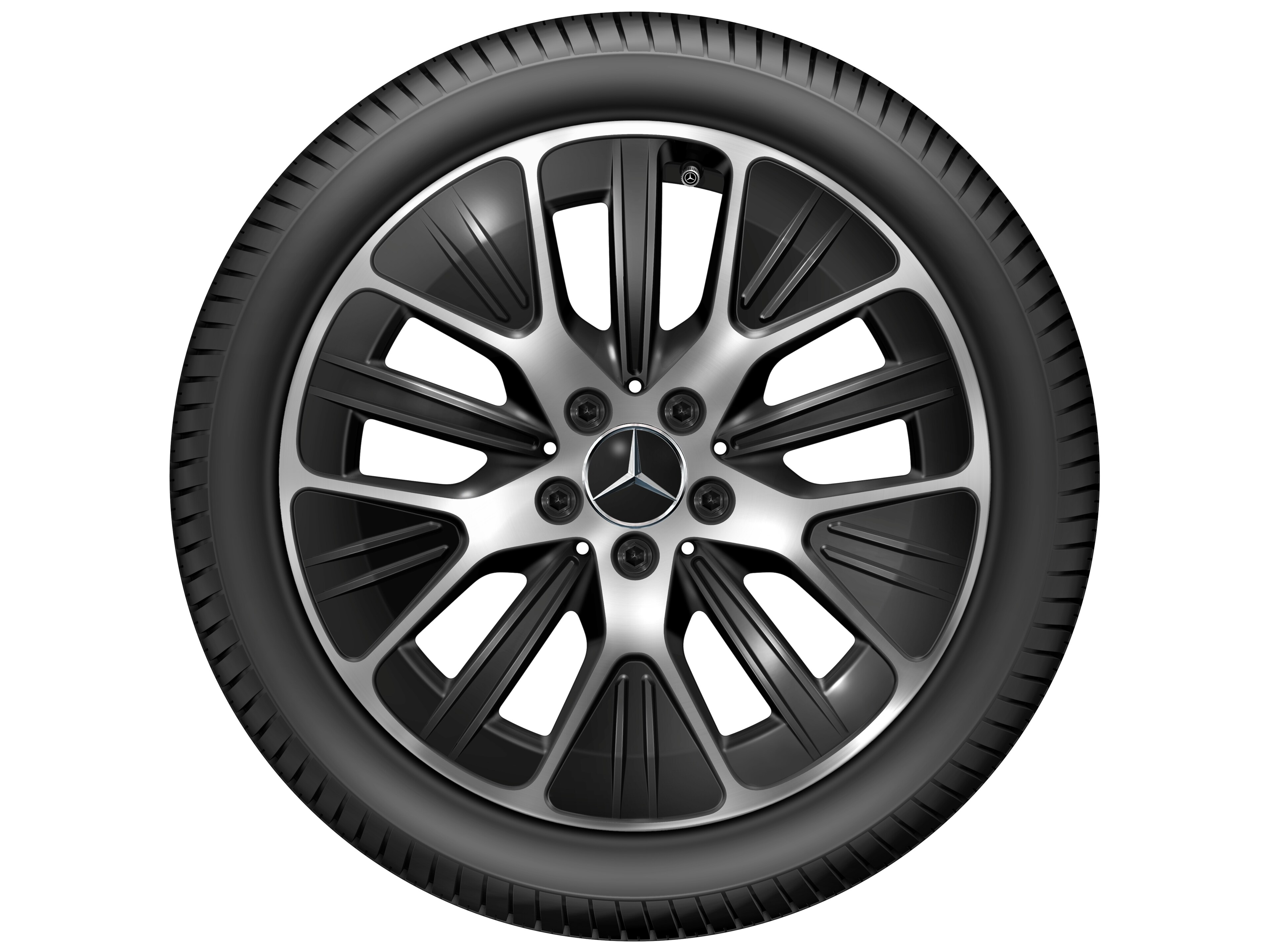 Cerchio con razze Y, Aero, 45,7 cm (18 pollici) - 7,5 J x 18 ET 48,4, colore nero, Tornitura a specchio