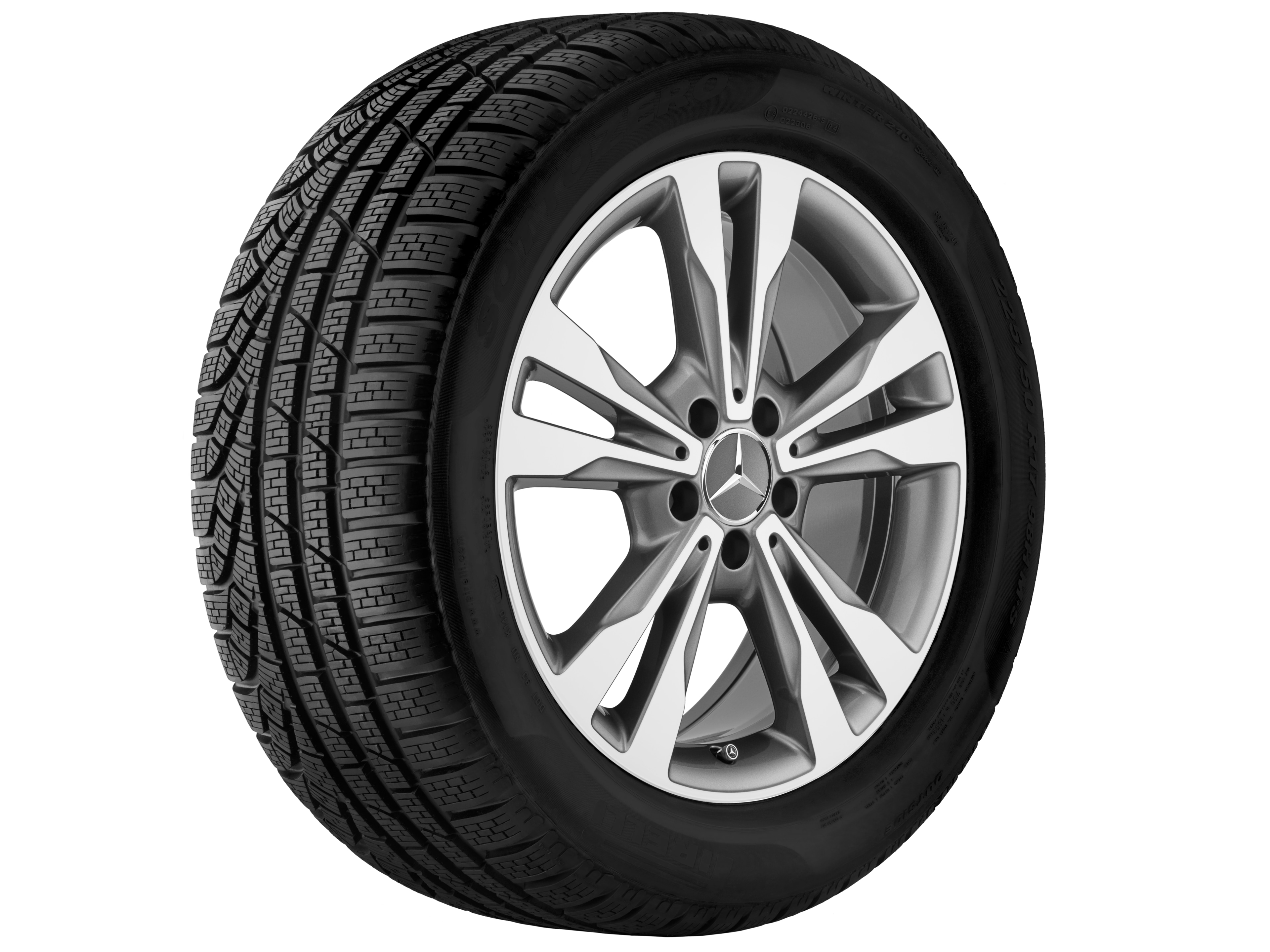 Cerchio a 5 doppie razze, 45,7 cm (18 pollici) - 8,5 J x 18 ET 56, grigio Himalaya, Tornitura a specchio