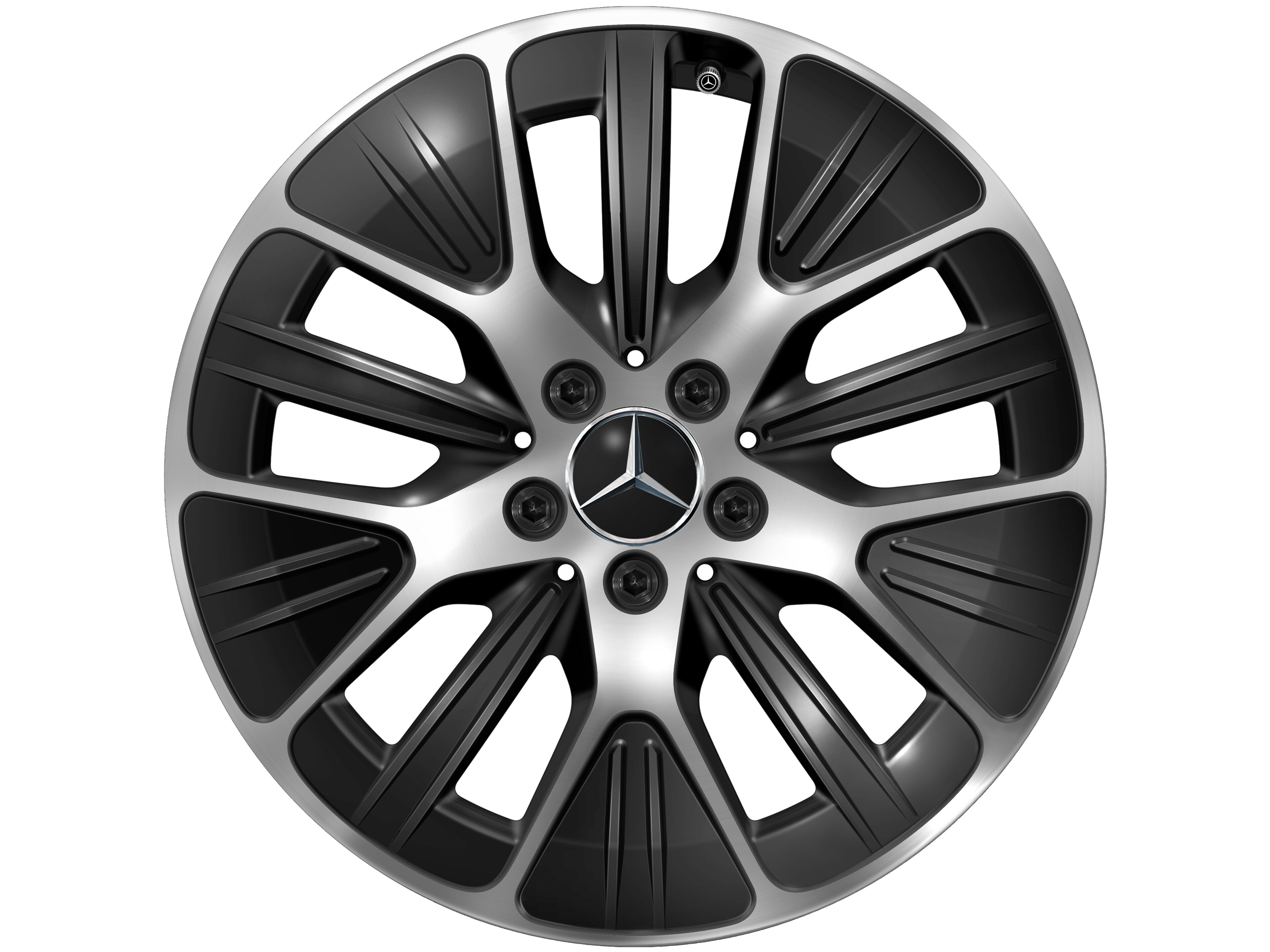 Cerchio con razze Y, Aero, 45,7 cm (18 pollici) - 7,5 J x 18 ET 48,4, colore nero, Tornitura a specchio