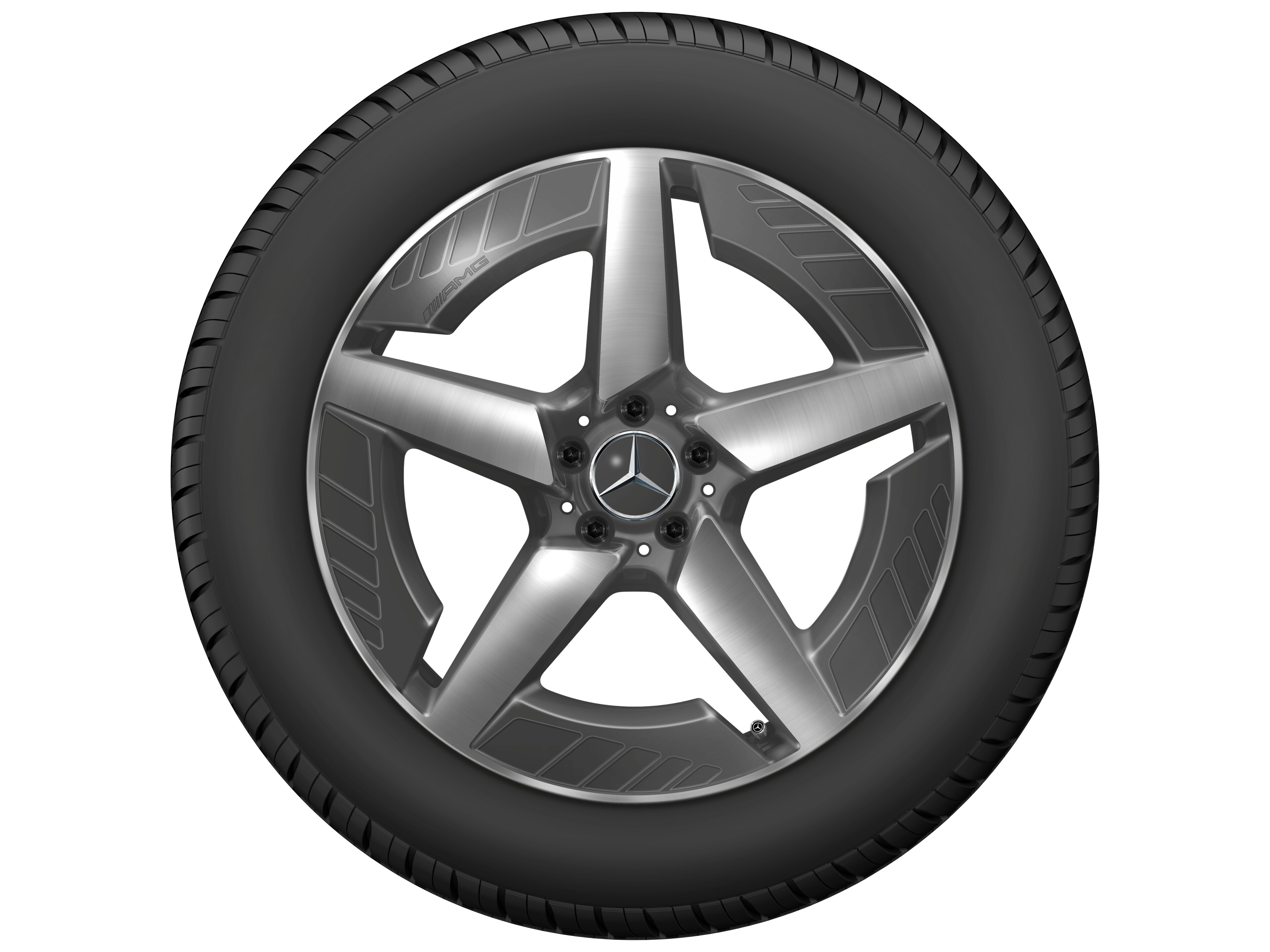 Cerchio in lega leggera AMG, con design a 5 razze, 50,8 cm (20 pollici) - 9 J x 20 ET 57,1, Grigio tantalio, Tornitura a specchio