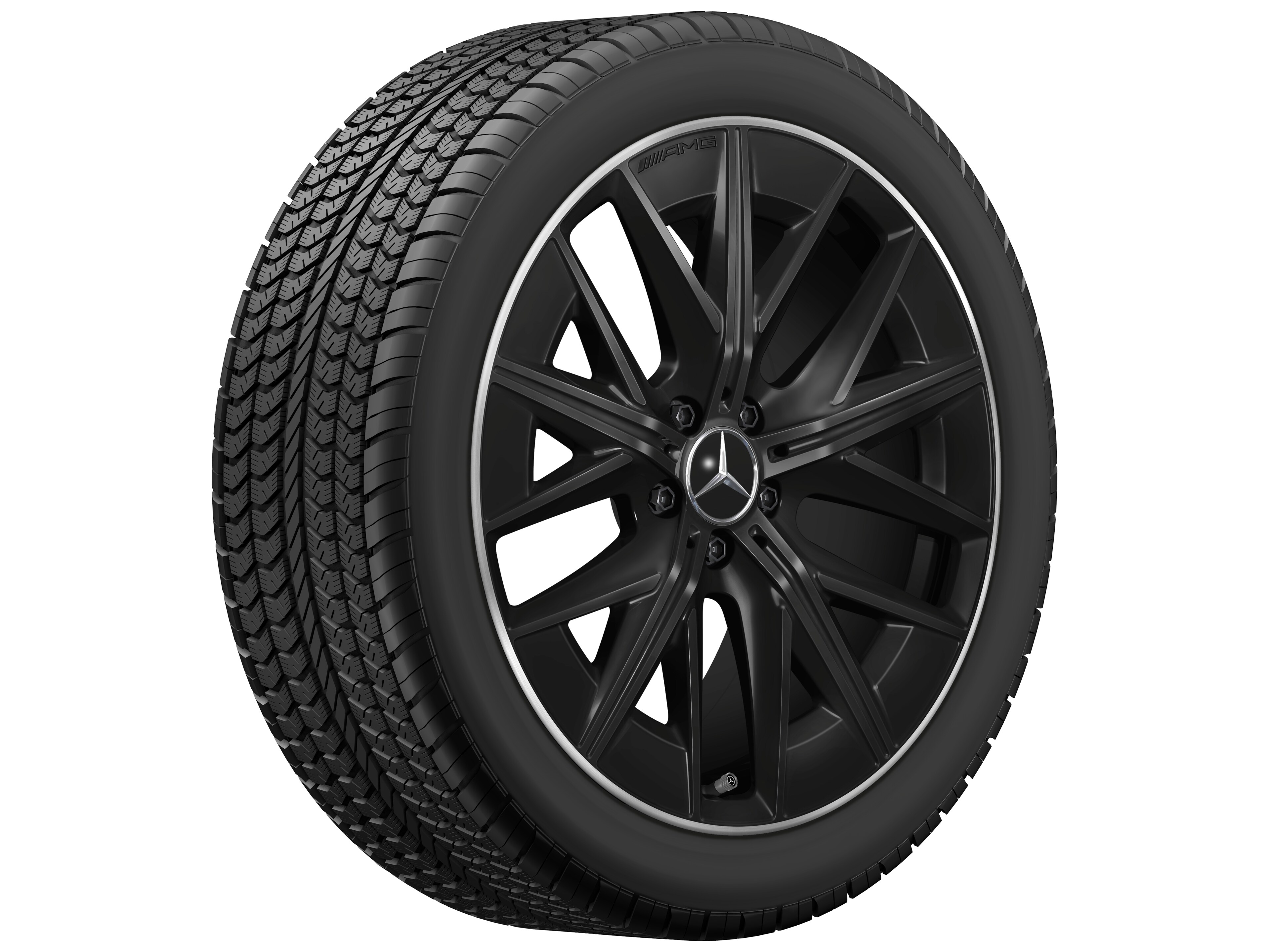 Cerchio in lega leggera AMG, con design a razze multiple, 50,8 cm (20 pollici), Bordo del cerchio tornito a specchio, Con ottimizzazione aerodinamica - 9 J x 20 ET 60,8, colore nero, Bordo del cerchio tornito a specchio