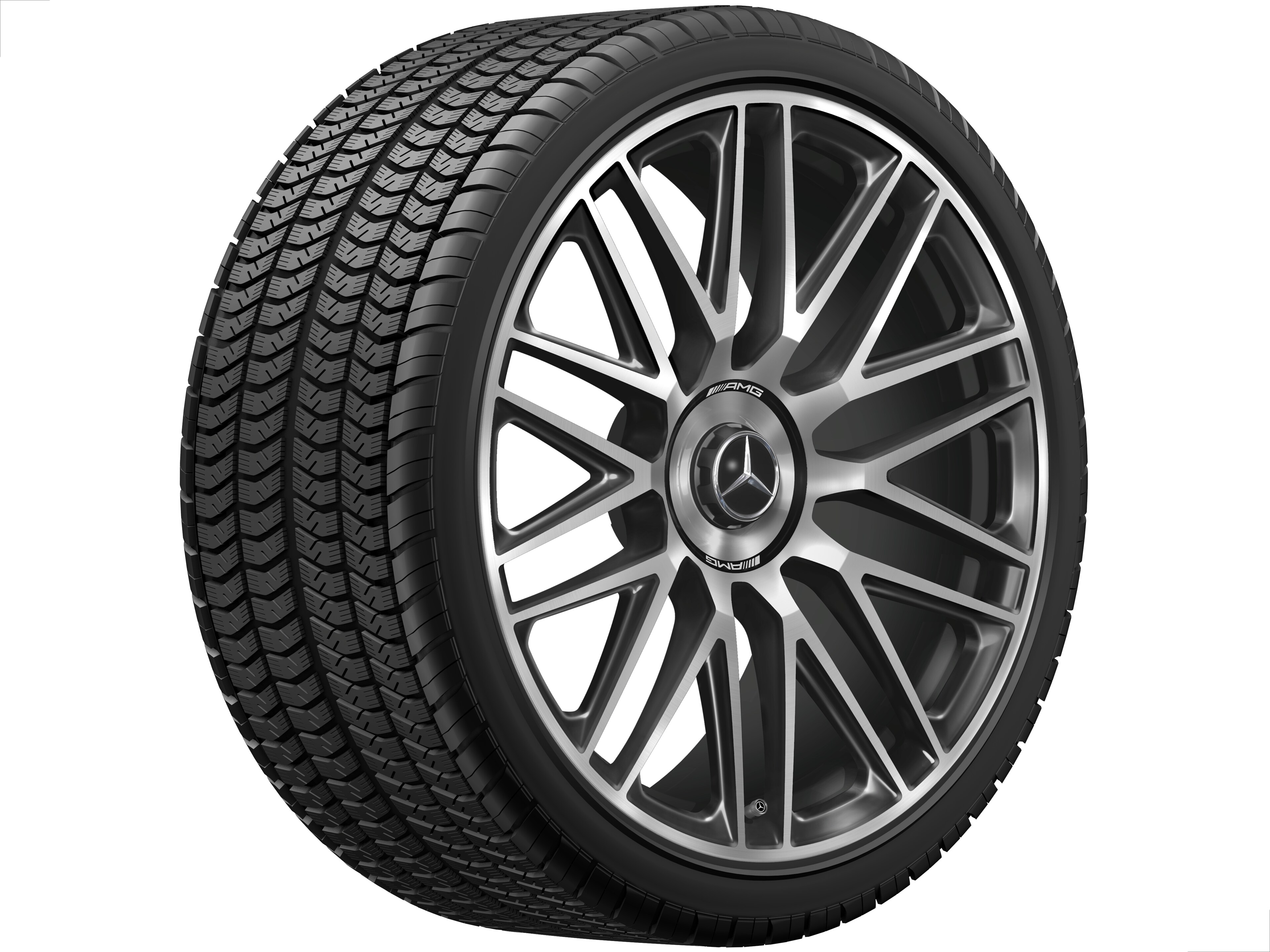 Cerchio fucinato AMG con design a 10 razze, 53,3 cm (21 pollici) - 9,5 J x 21 ET 33, colore nero / dark platin gloss