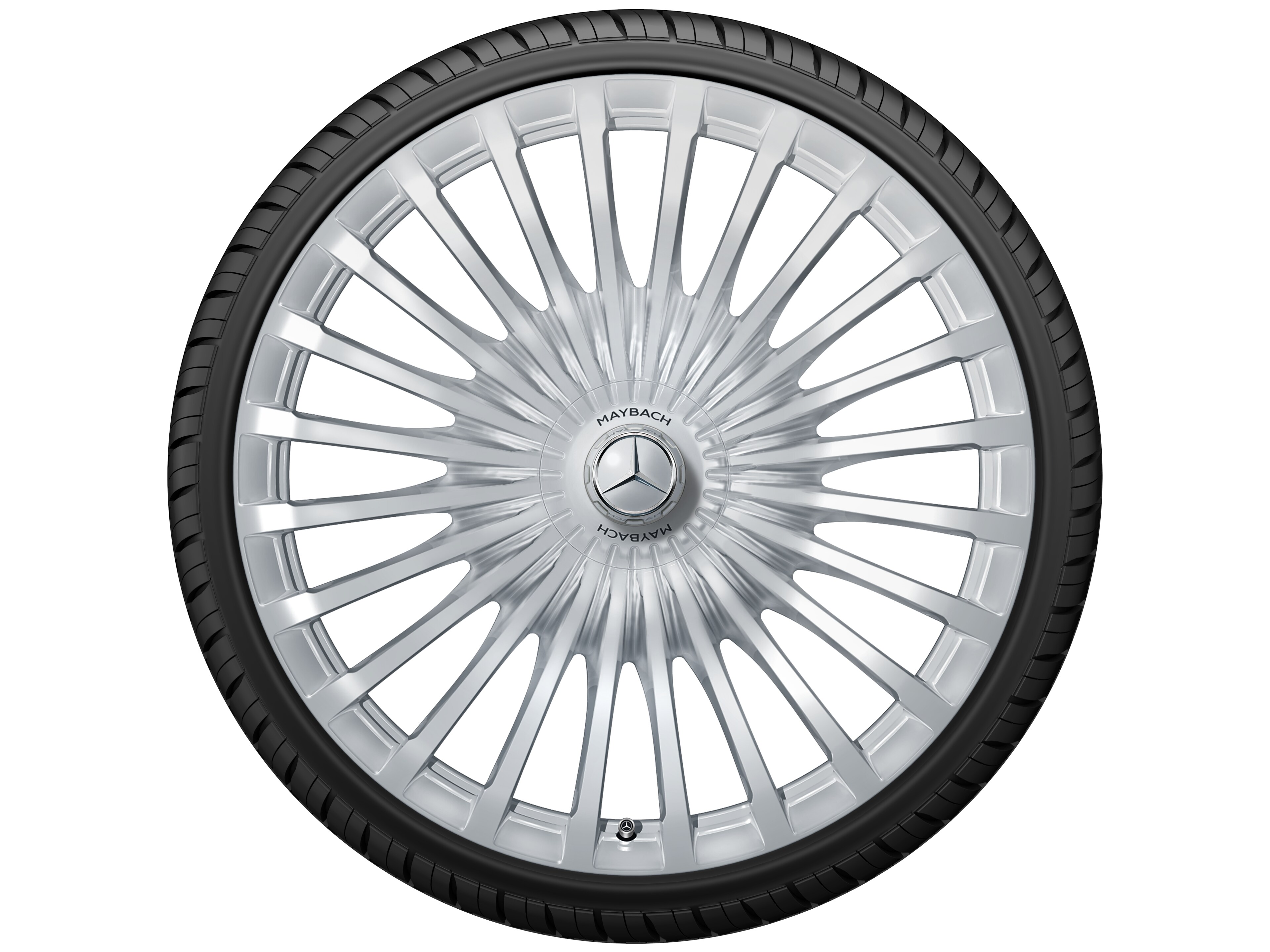 Cerchio a razze multiple, 58,4 cm (23 pollici) - 9,5 J x 23 ET 47, argento, Lucidato