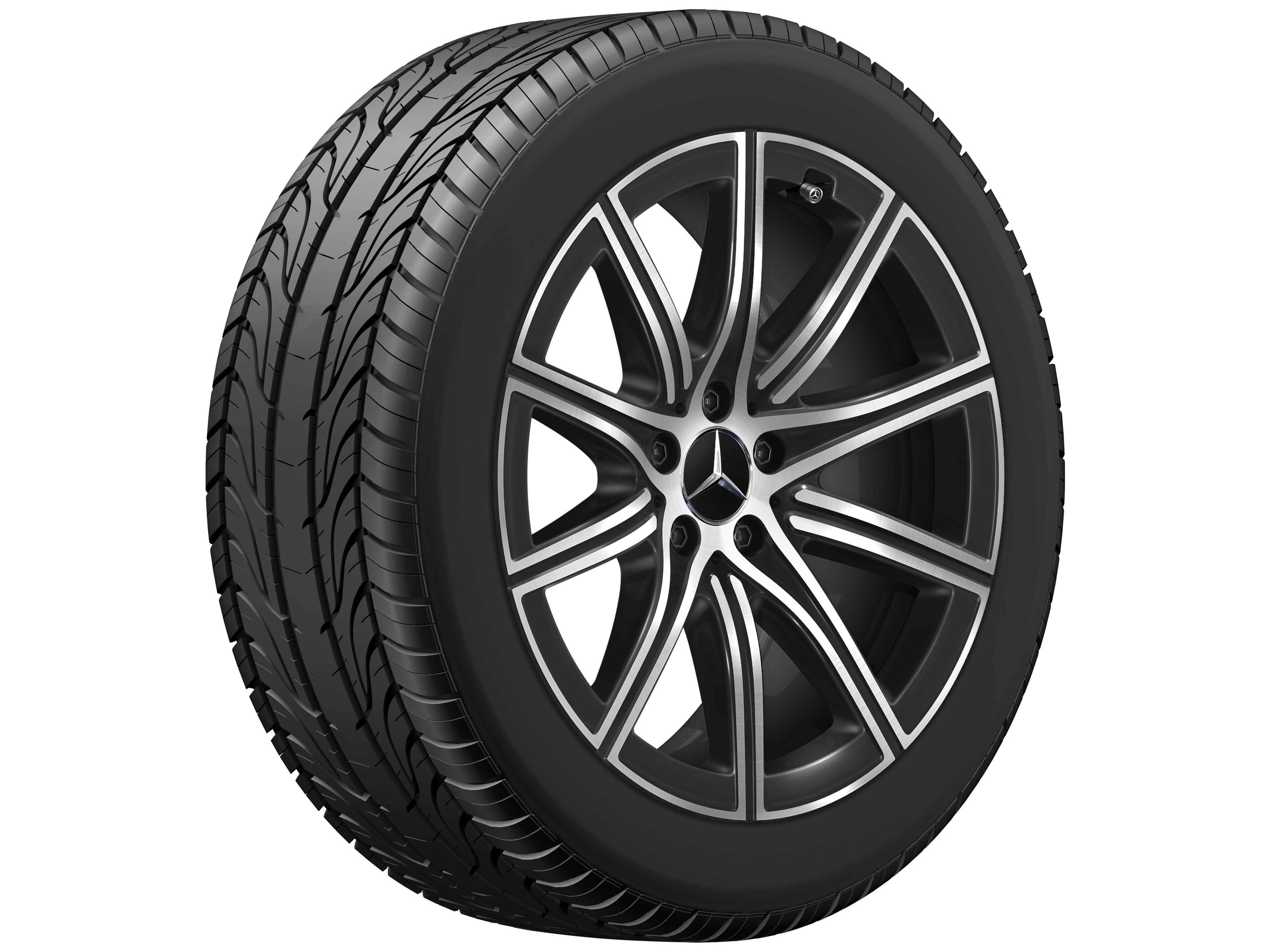 Cerchio a 10 razze, 48,3 cm (19 pollici) - 8,5 J x 19 ET 31,5, colore nero, Tornitura a specchio