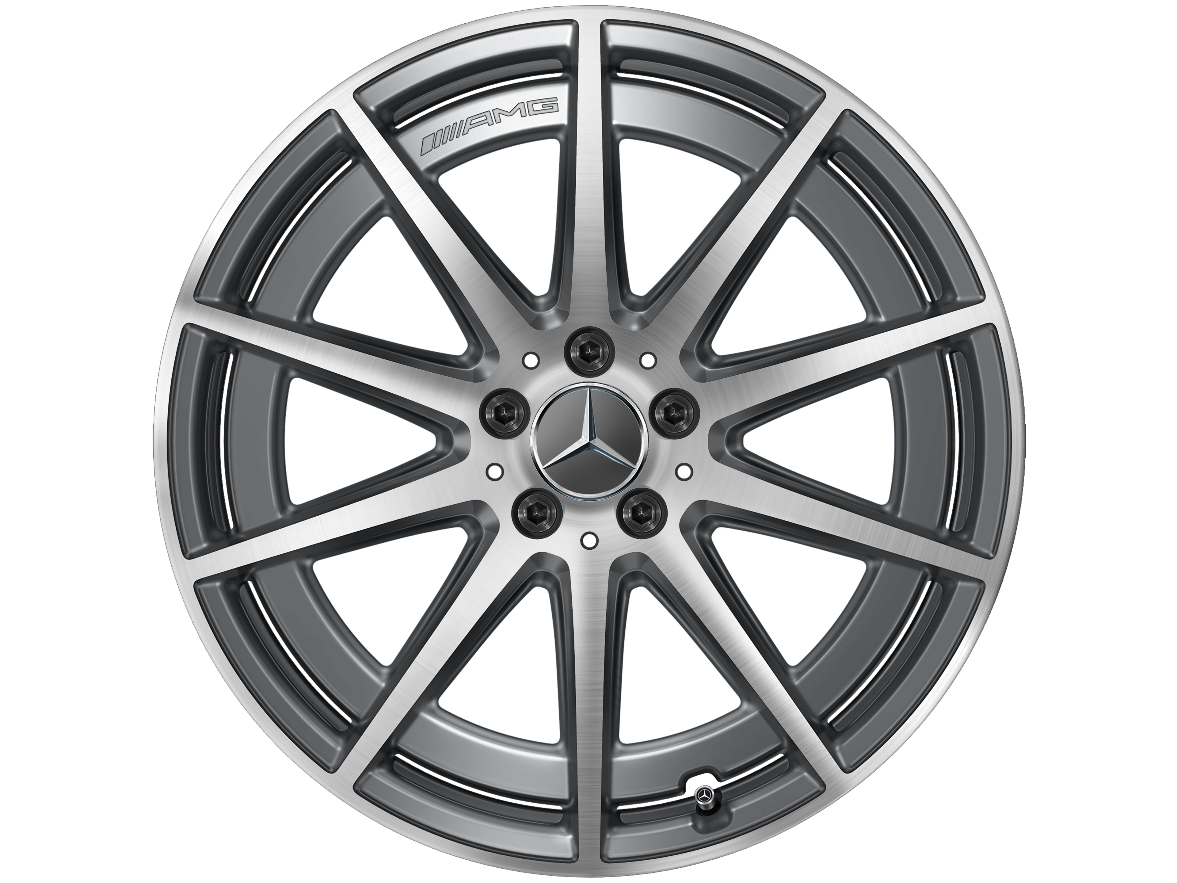 Cerchio a 10 razze AMG, 50,8 cm (20 pollici) - 9,5 J x 20 ET 45, Grigio tantalio, Tornitura a specchio