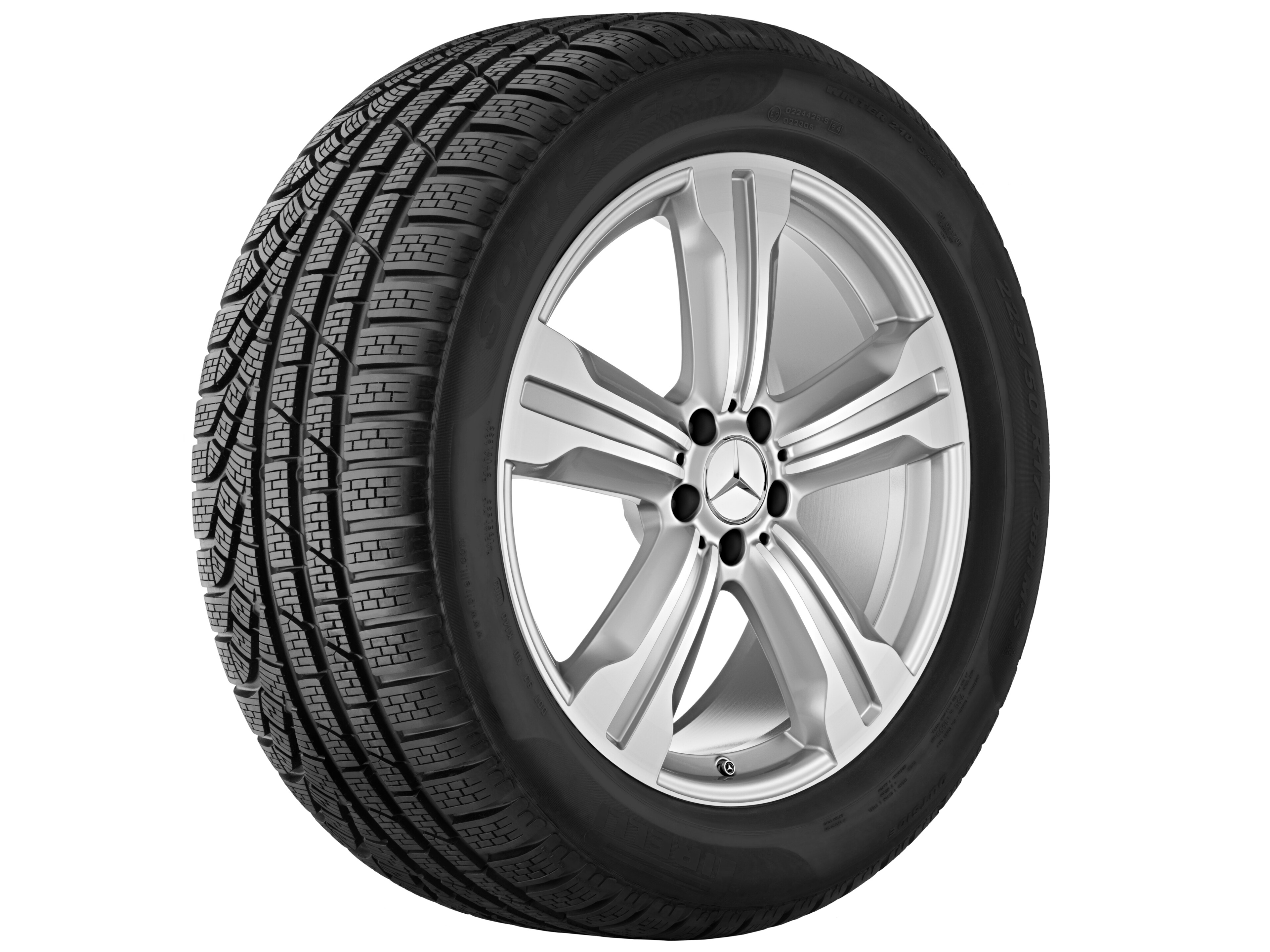 Cerchio a 5 razze, Kiyali, 50,8 cm (20 pollici) - 9,5 J x 20 ET 43, argento titanio, Tornitura a specchio
