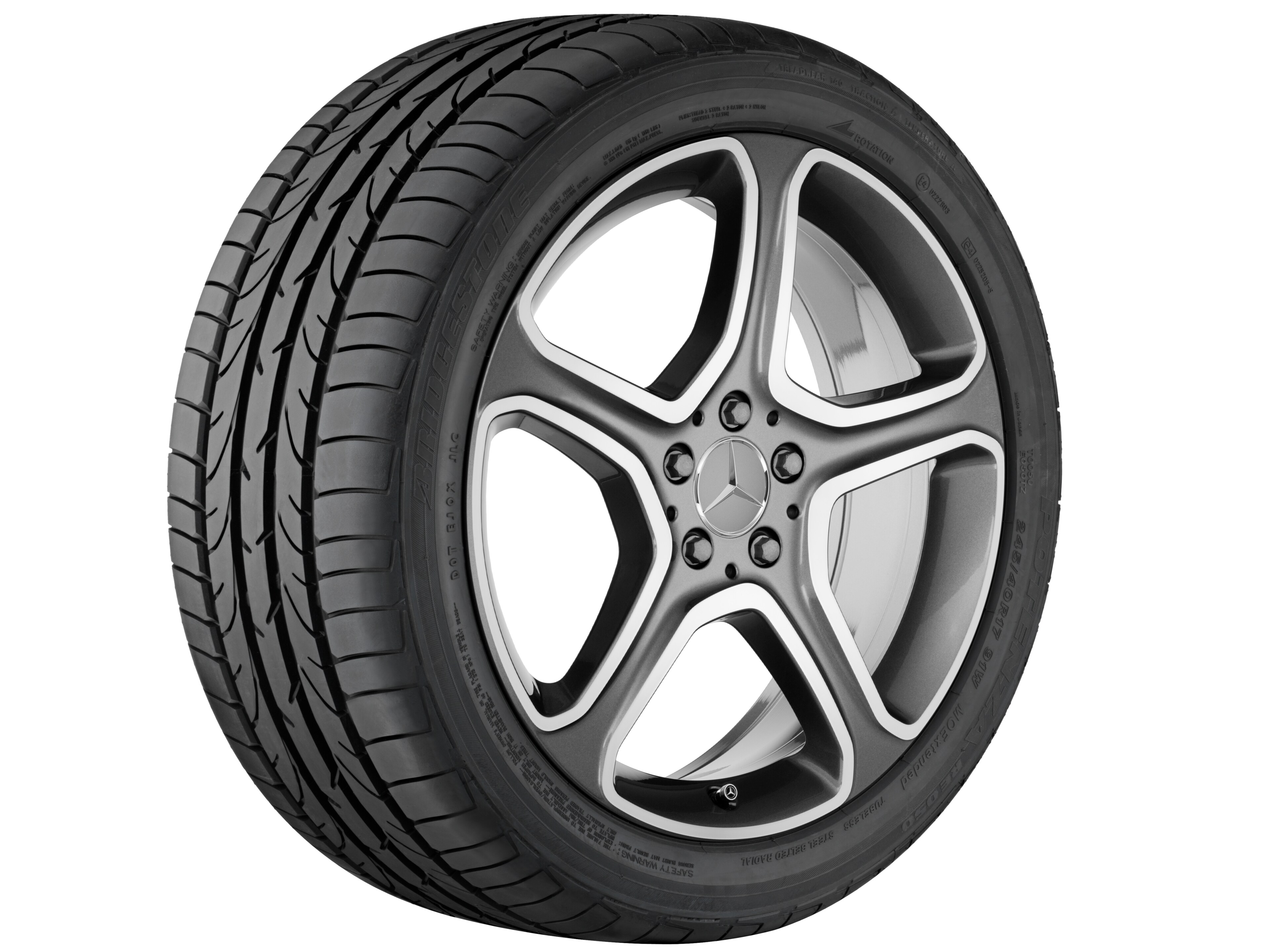 Cerchio a 5 razze, 48,3 cm (19 pollici) - 7,5 J x 19 ET 47, grigio Himalaya, Tornitura a specchio