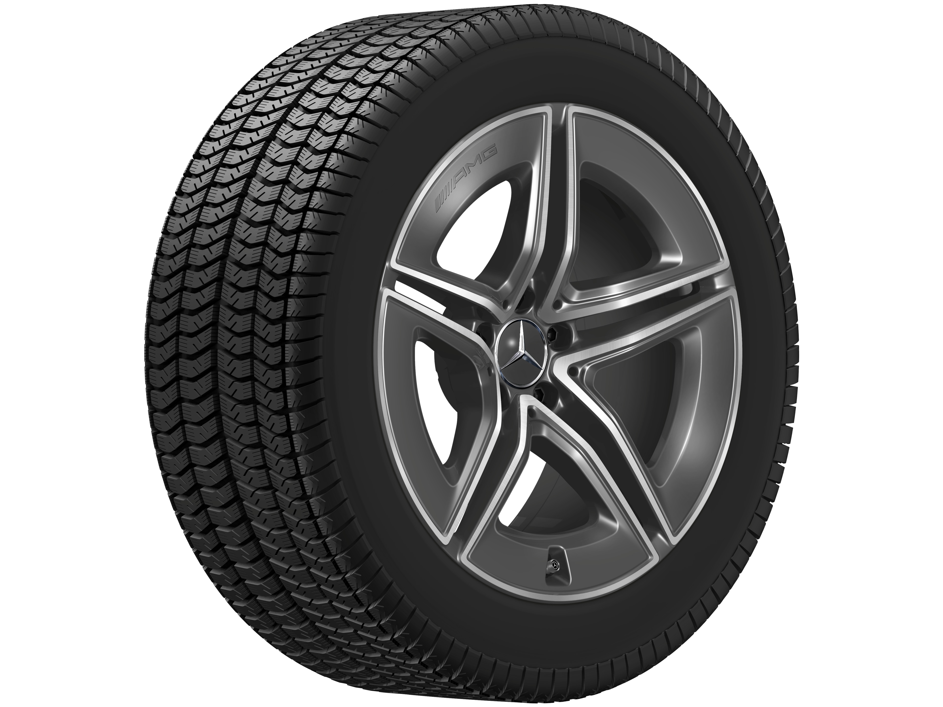 Cerchio a 5 doppie razze AMG, 48,3 cm (19 pollici) - 8 J x 19 ET 21,5, Grigio tantalio, Tornitura a specchio
