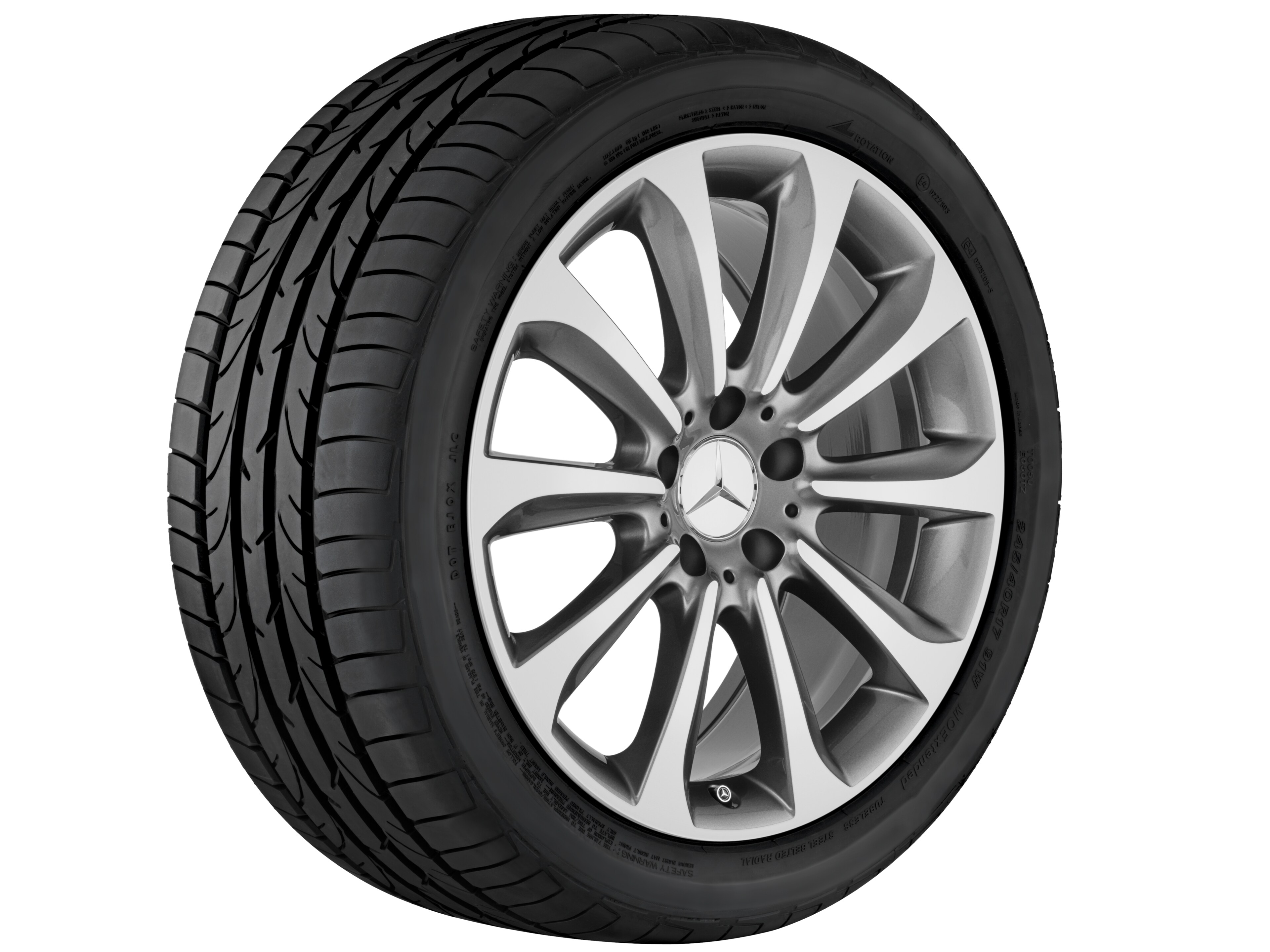 Cerchio a 10 razze, 45,7 cm (18 pollici) - 9,5 J x 18 ET 48, grigio Himalaya, Tornitura a specchio