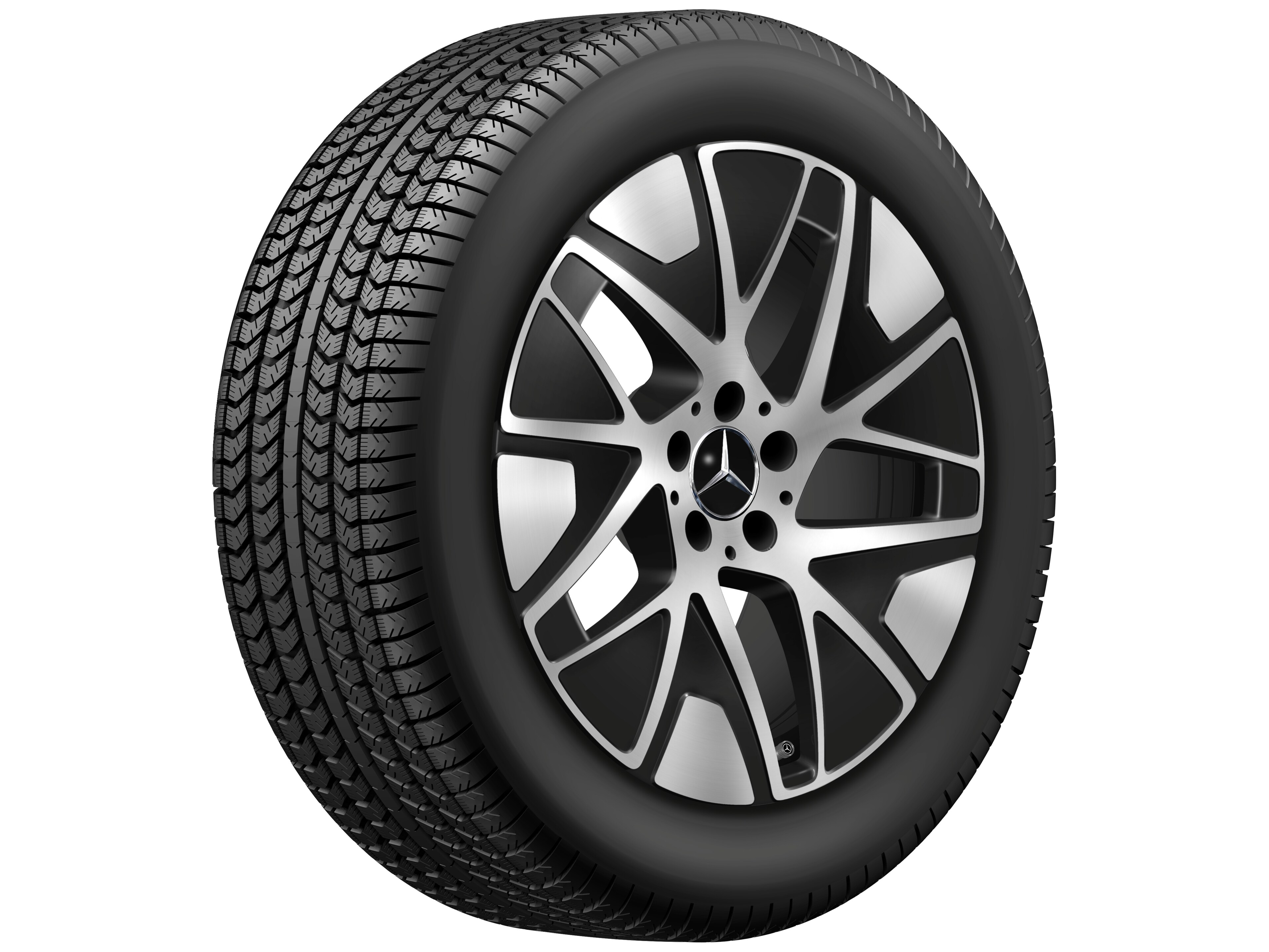 Cerchio a 5 triple razze, Aero, 48,3 cm (19 pollici) - 9 J x 19 ET 60,2, colore nero, Tornitura a specchio