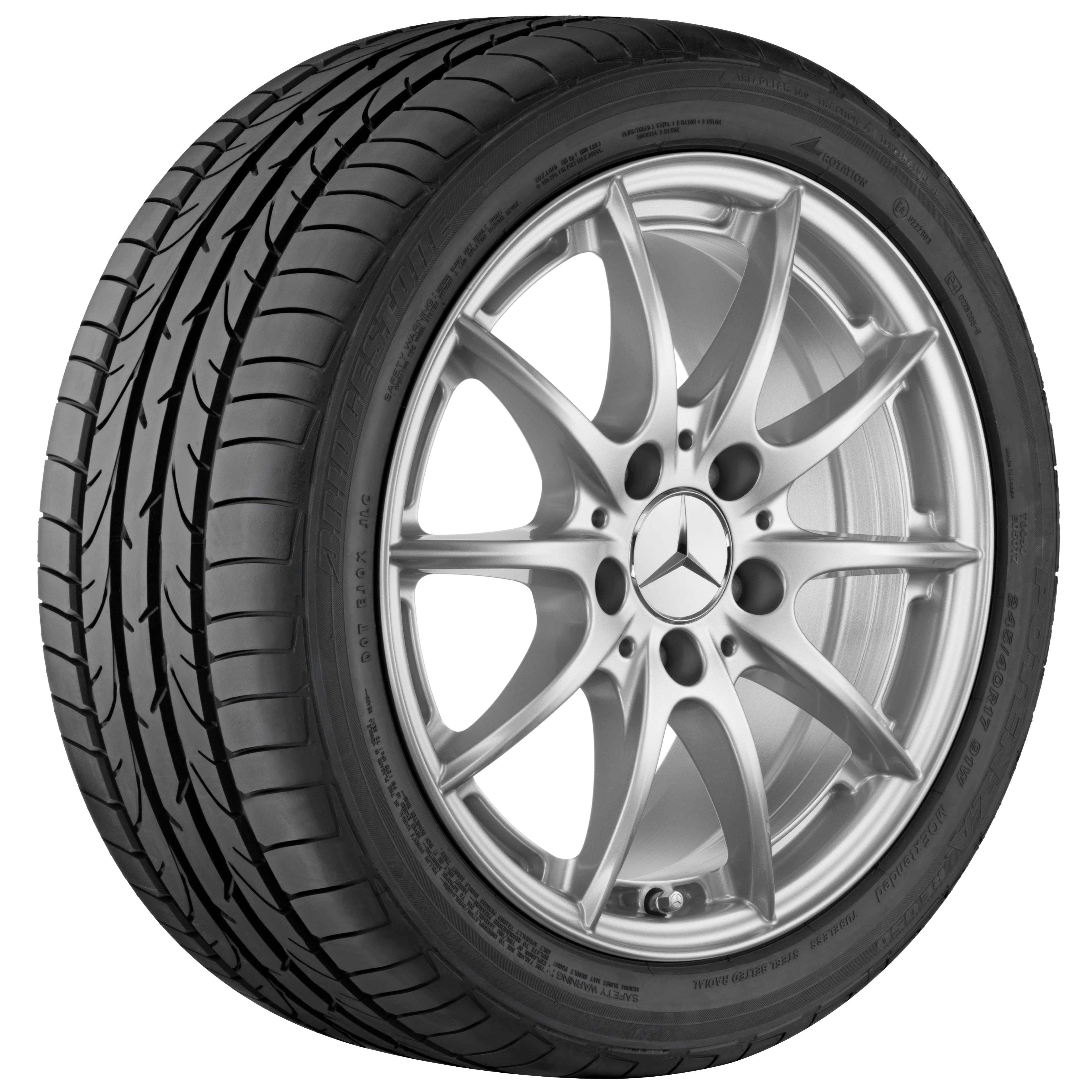 Cerchio a 10 razze, 40,6 cm (16 pollici) - 7,5 J x 16 ET 45,5, argento champion