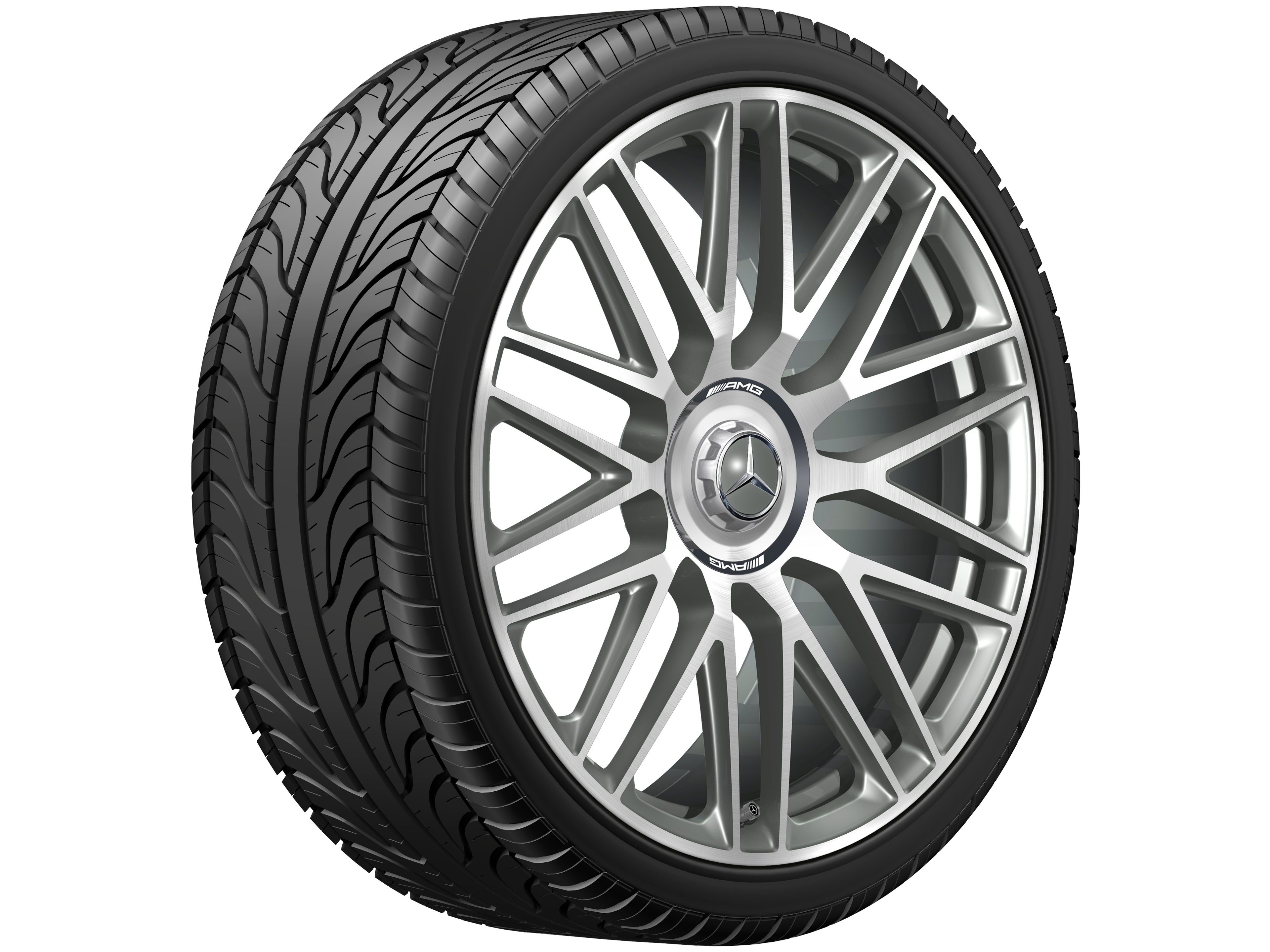 Cerchio fucinato AMG con design a 10 doppie razze, 53,3 cm (21 pollici) - 10,5 J x 21 ET 42, grigio titanio, Tornitura a specchio