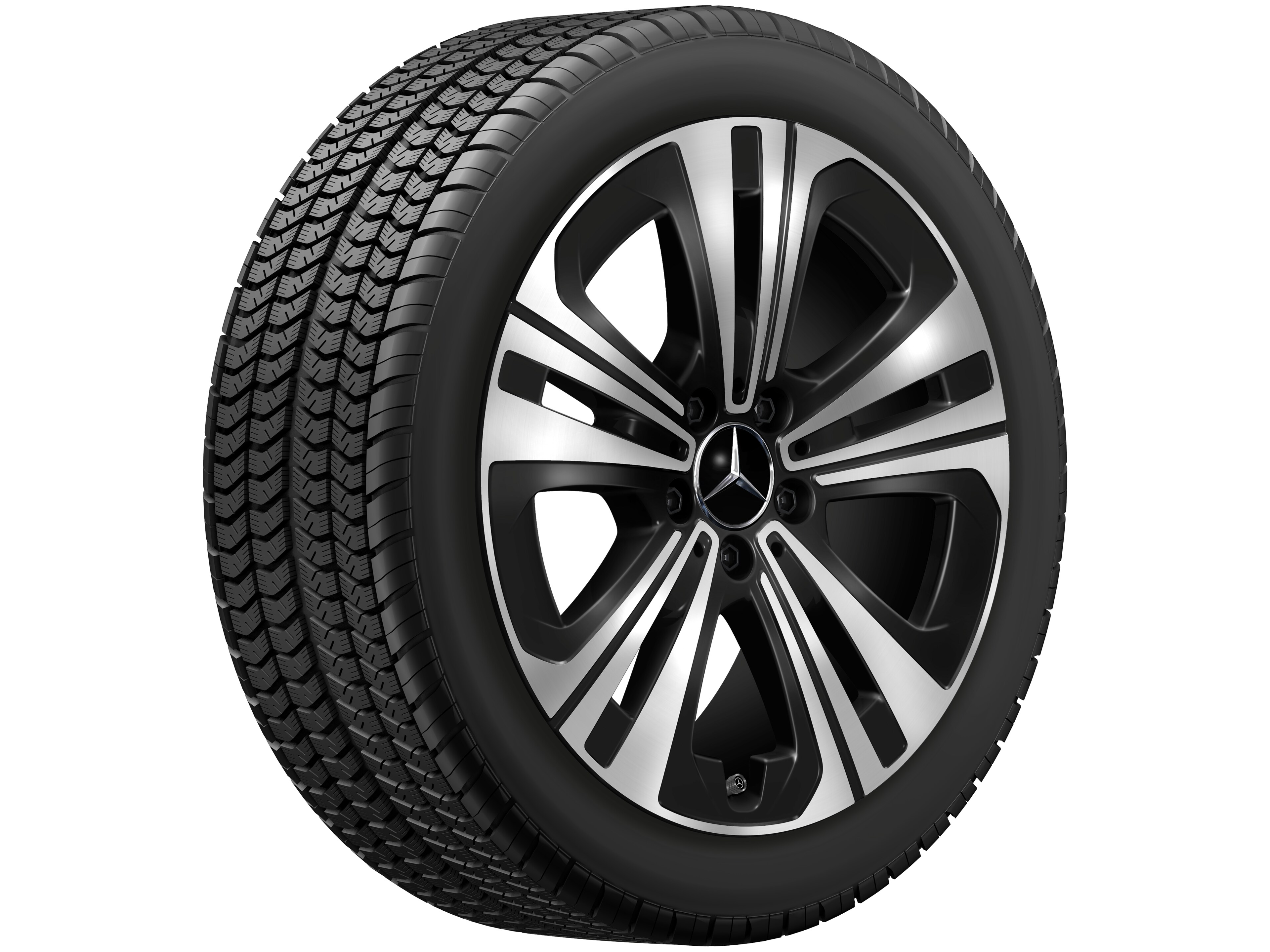Cerchio a 5 doppie razze, Aero, 45,7 cm (18 pollici) - 7,5 J x 18 ET 48,4, colore nero, Tornitura a specchio