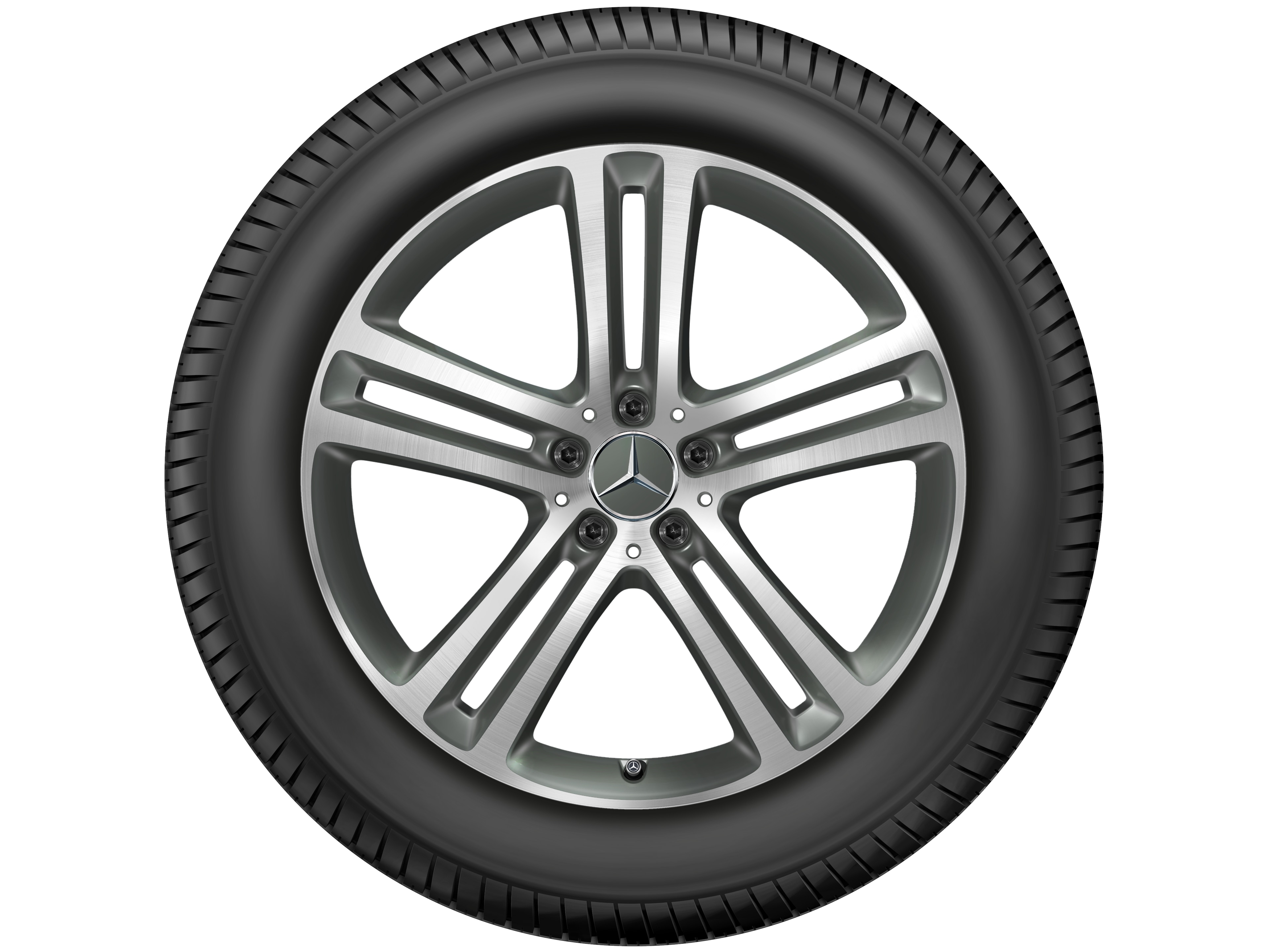 Cerchio a 5 doppie razze, 50,8 cm (20 pollici), con tornitura a specchio - 8,5 J x 20 ET 55,6, grigio Himalaya opaco, Tornitura a specchio