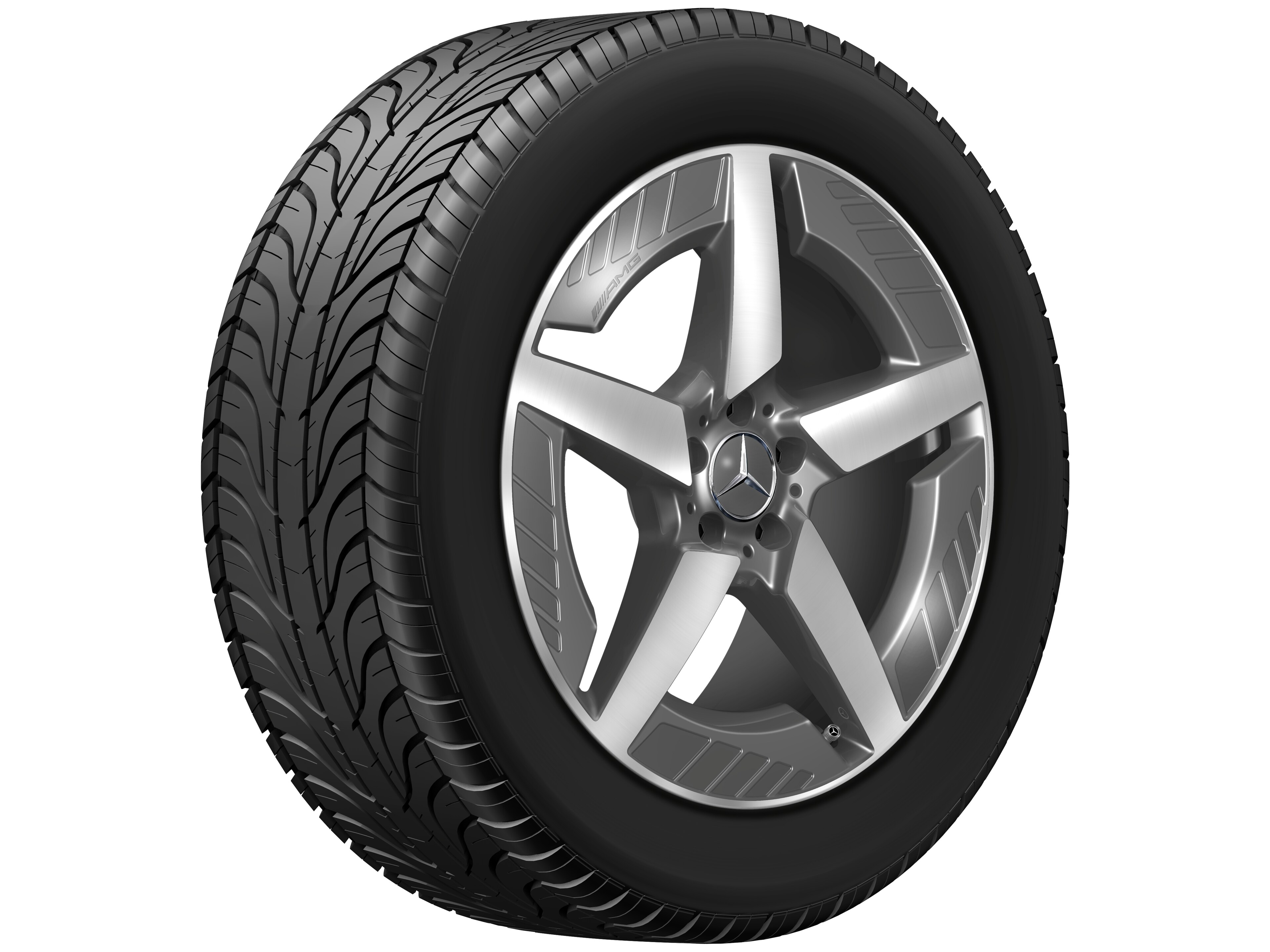 Cerchio in lega leggera AMG, con design a 5 razze, 50,8 cm (20 pollici) - 9 J x 20 ET 57,1, Grigio tantalio, Tornitura a specchio