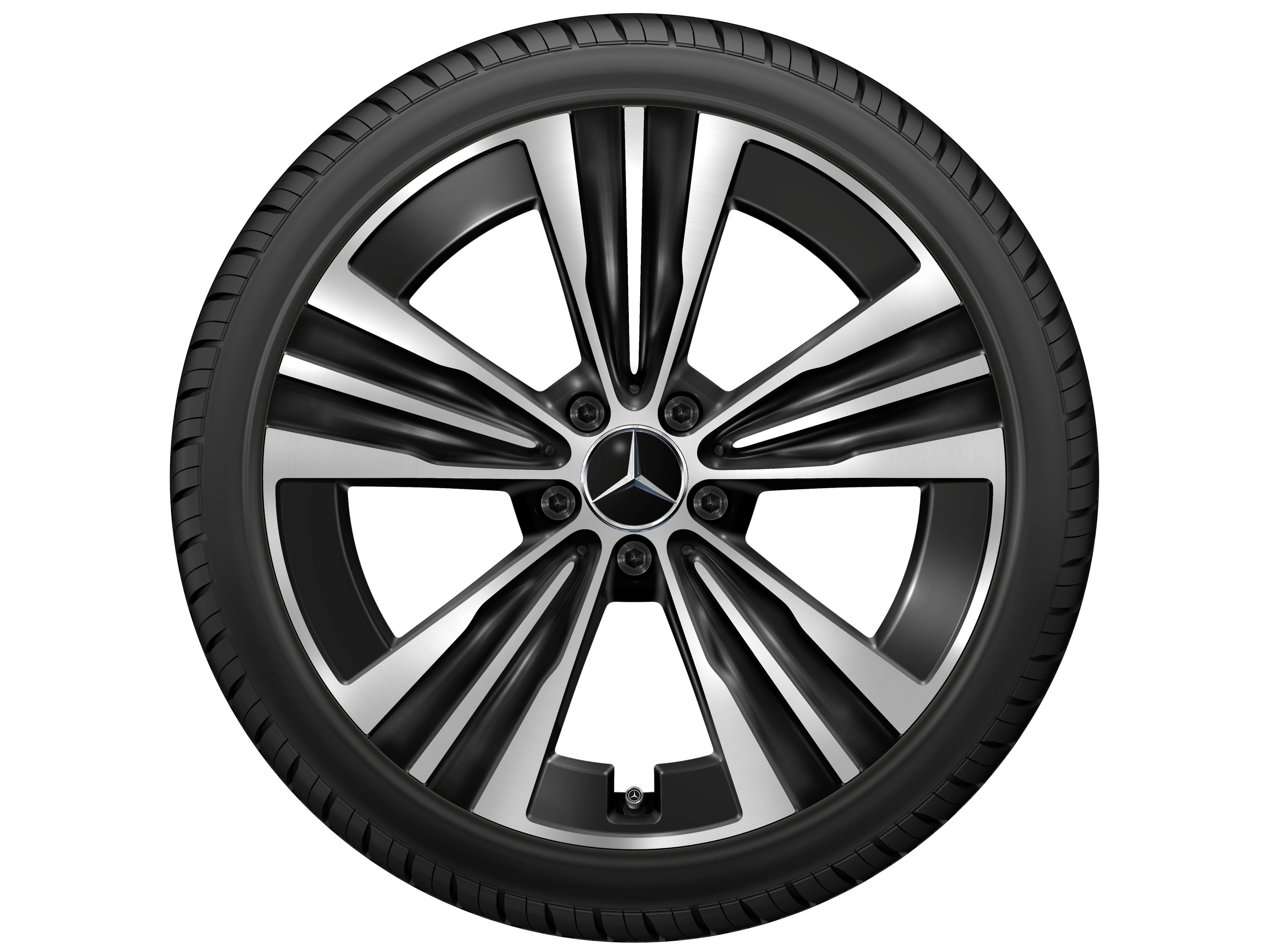 Cerchio a 5 fori, Aero, 48,3 cm (19 pollici) - 7,5 J x 19 ET 48,4, colore nero, Tornitura a specchio