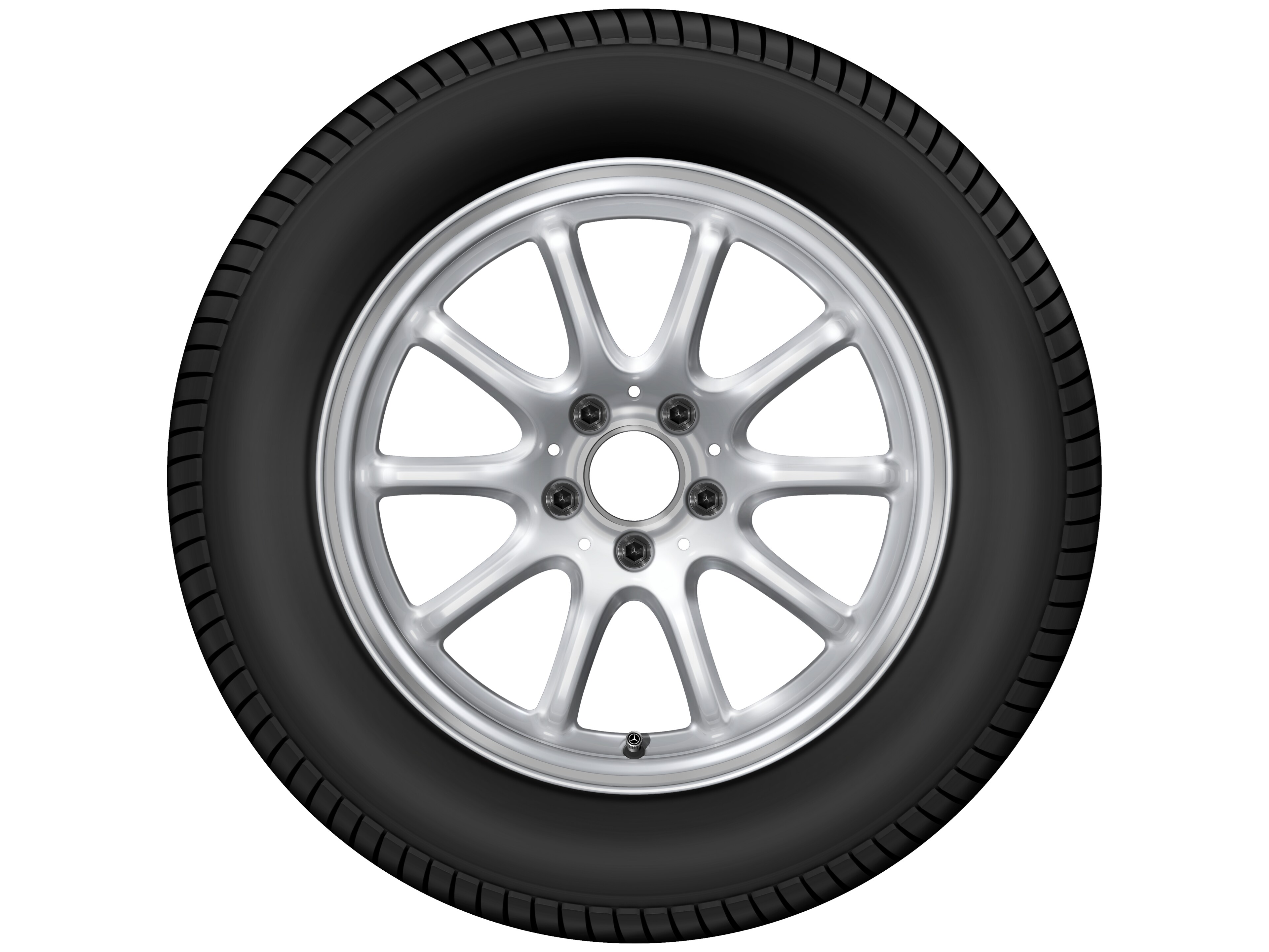 Cerchio a 10 razze, 43,2 cm (17 pollici) - 7,5 J x 17 ET 30, argento vanadio, Tornitura a specchio