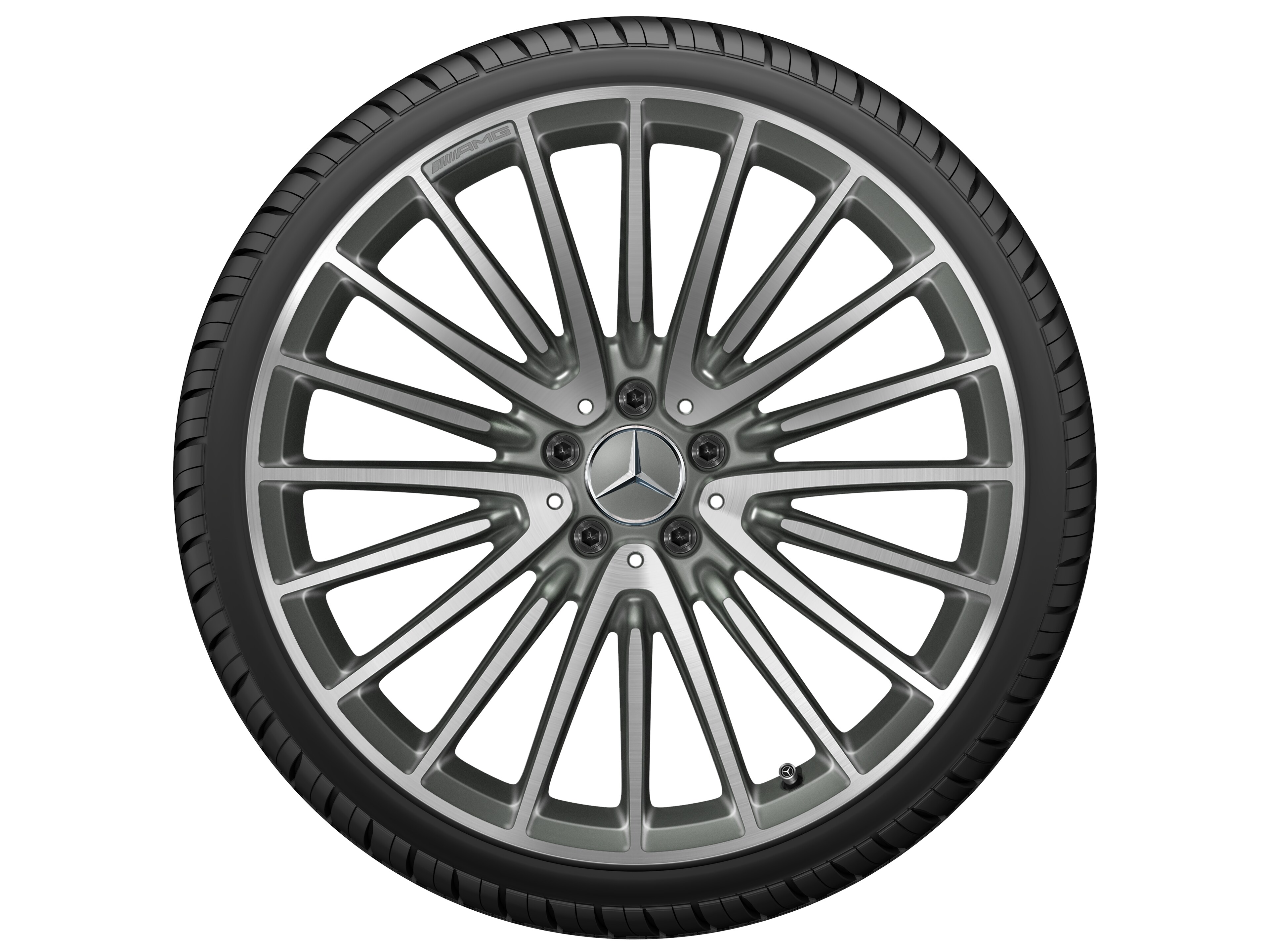 Cerchio a razze AMG, 53,3 cm (21 pollici) - 9 J x 21 ET 34, grigio titanio, Tornitura a specchio