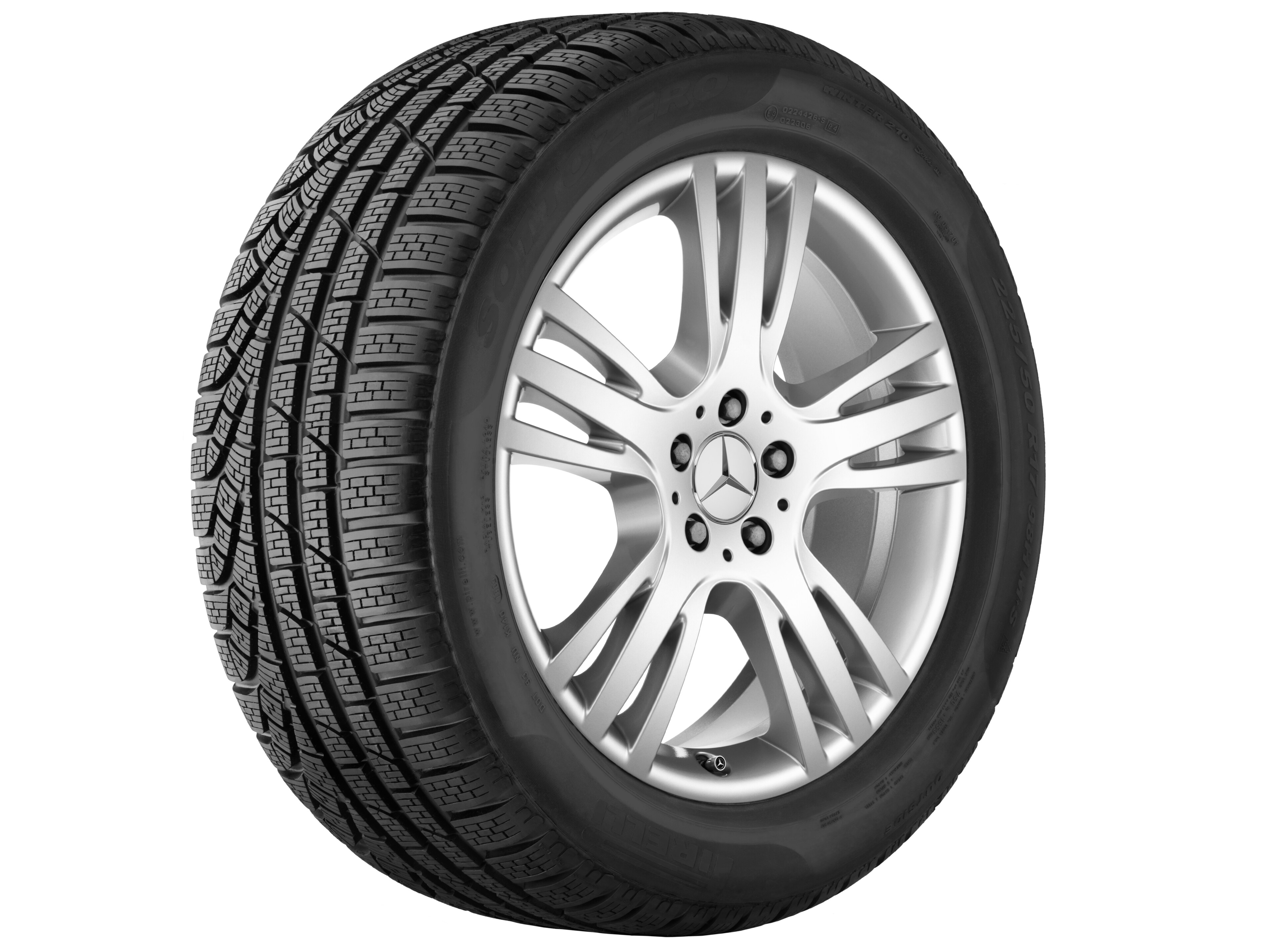 Cerchio a 5 triple razze, 48,3 cm (19 pollici) - 7,5 J x 19 ET 47, argento titanio, verniciato