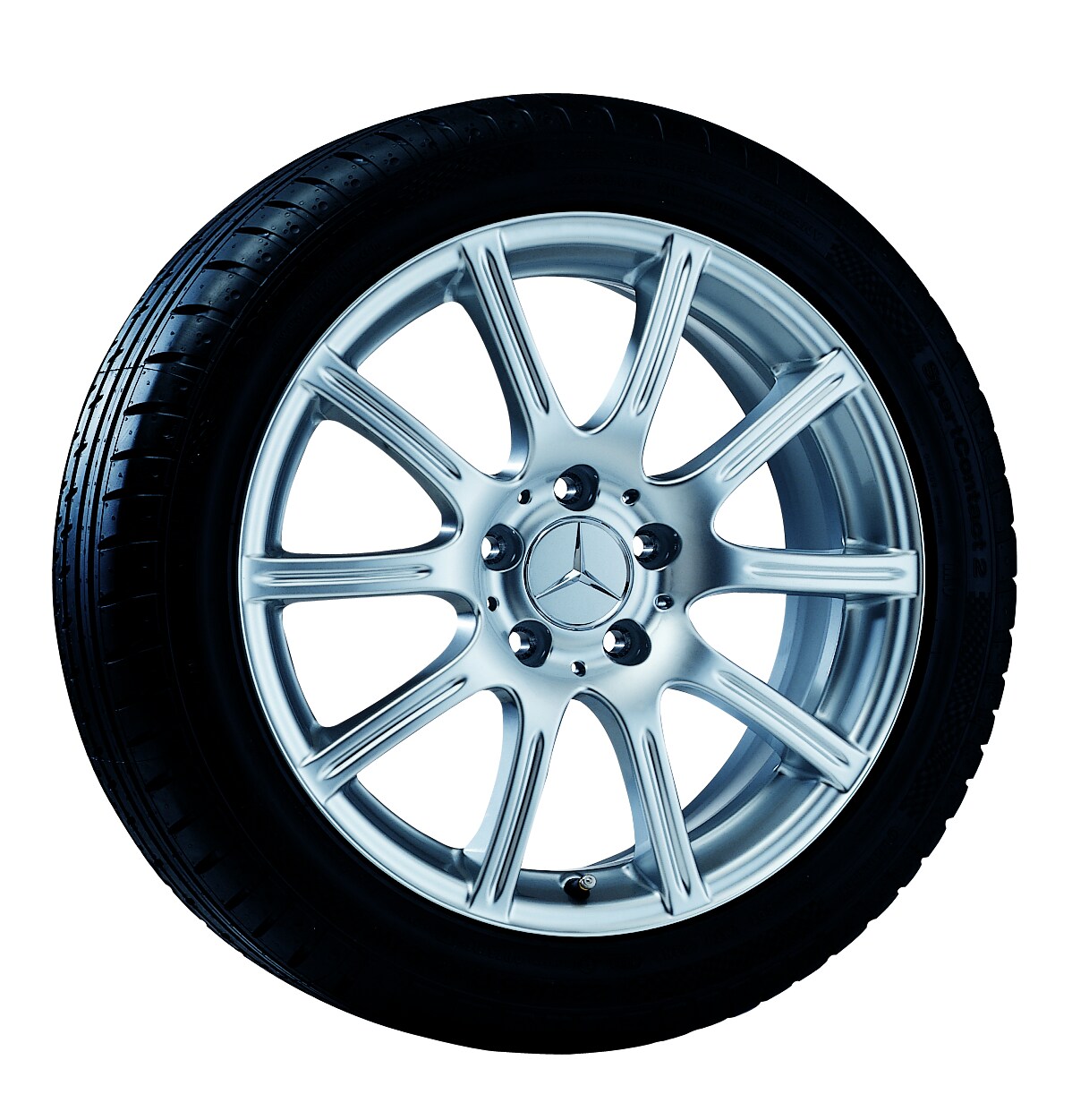 Cerchio a 10 razze, Algedi, 43,2 cm (17 pollici) - 7,5 J x 17 ET 36, argento titanio