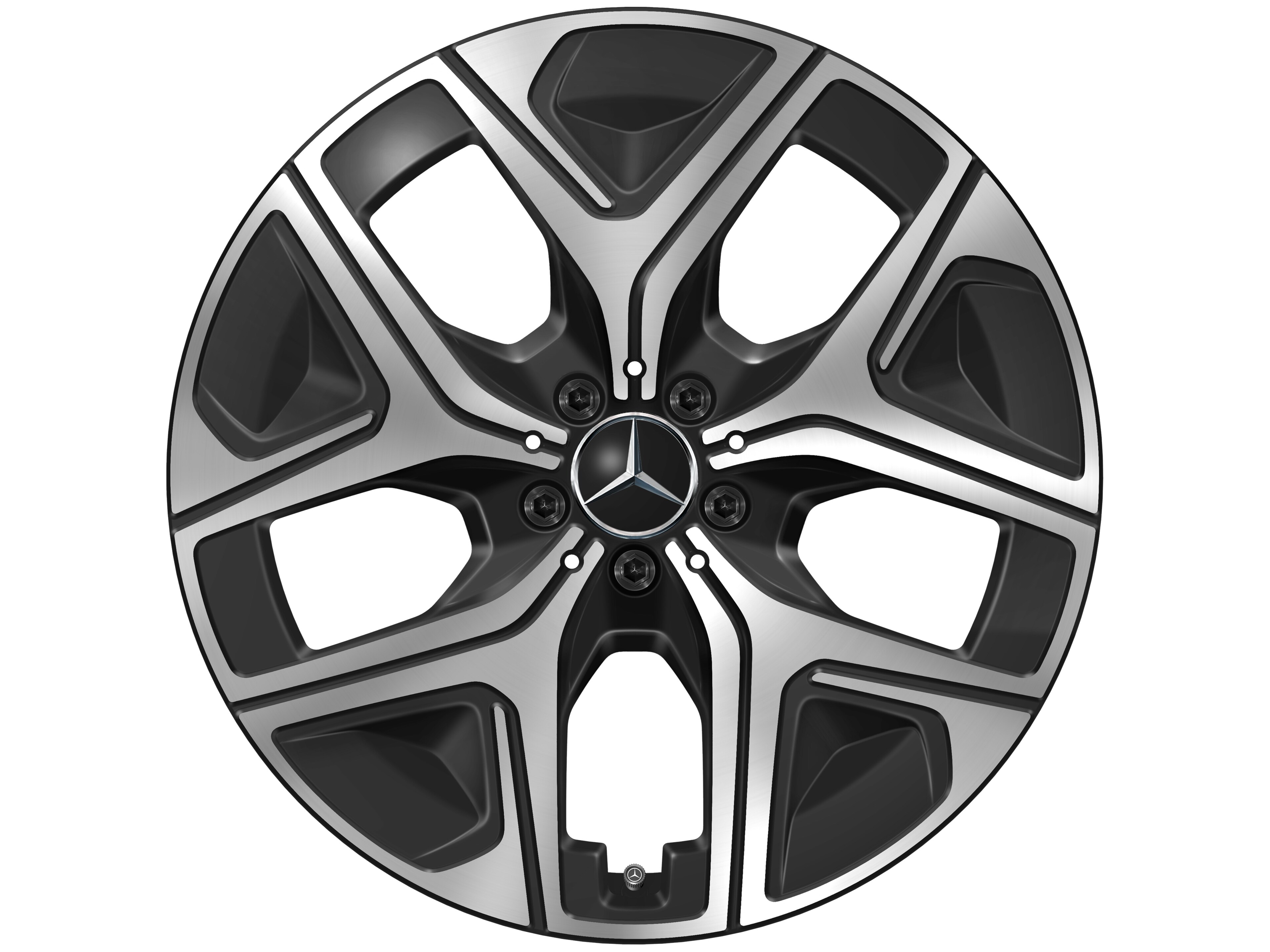 Cerchio a 5 fori, Aero, 50,8 cm (20 pollici), con tornitura a specchio - 9,5 J x 20 ET 58,2, colore nero, Tornitura a specchio