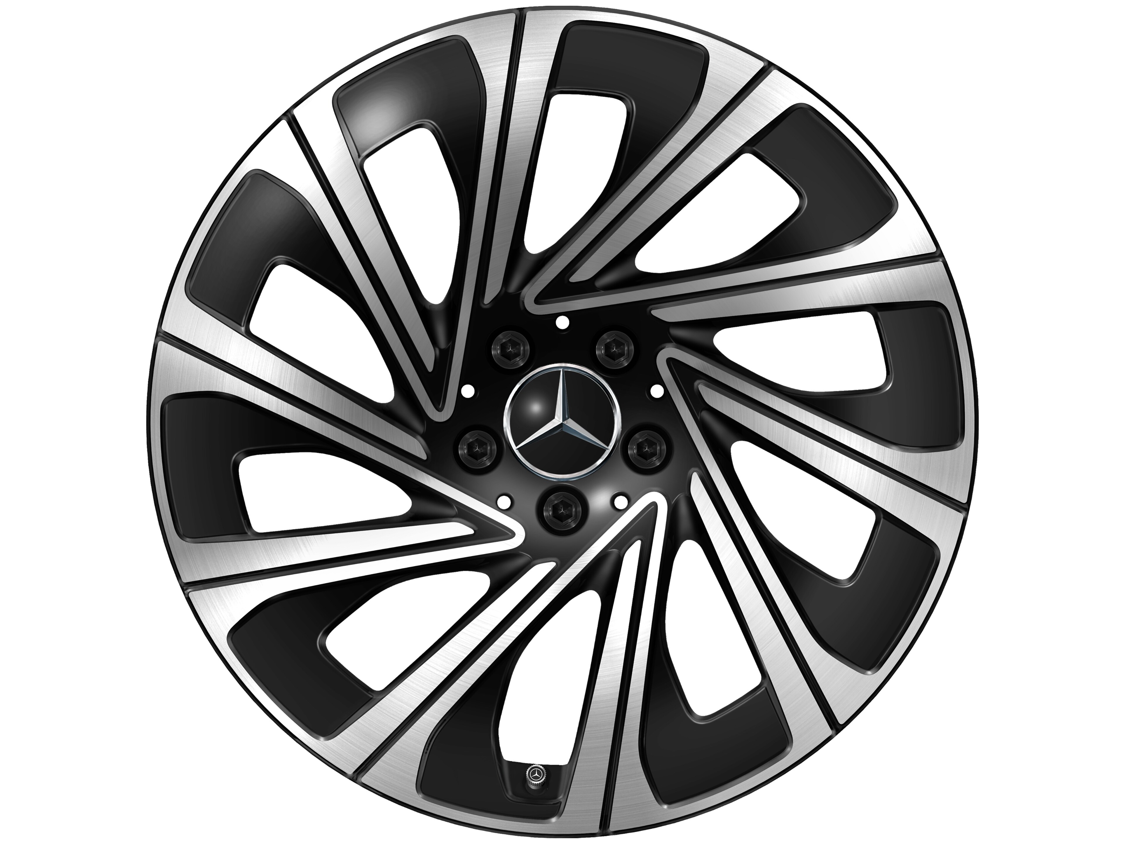 Cerchio a 10 razze, Aero, 48,3 cm (19 pollici) - 9,5 J x 19 ET 51, colore nero, Tornitura a specchio