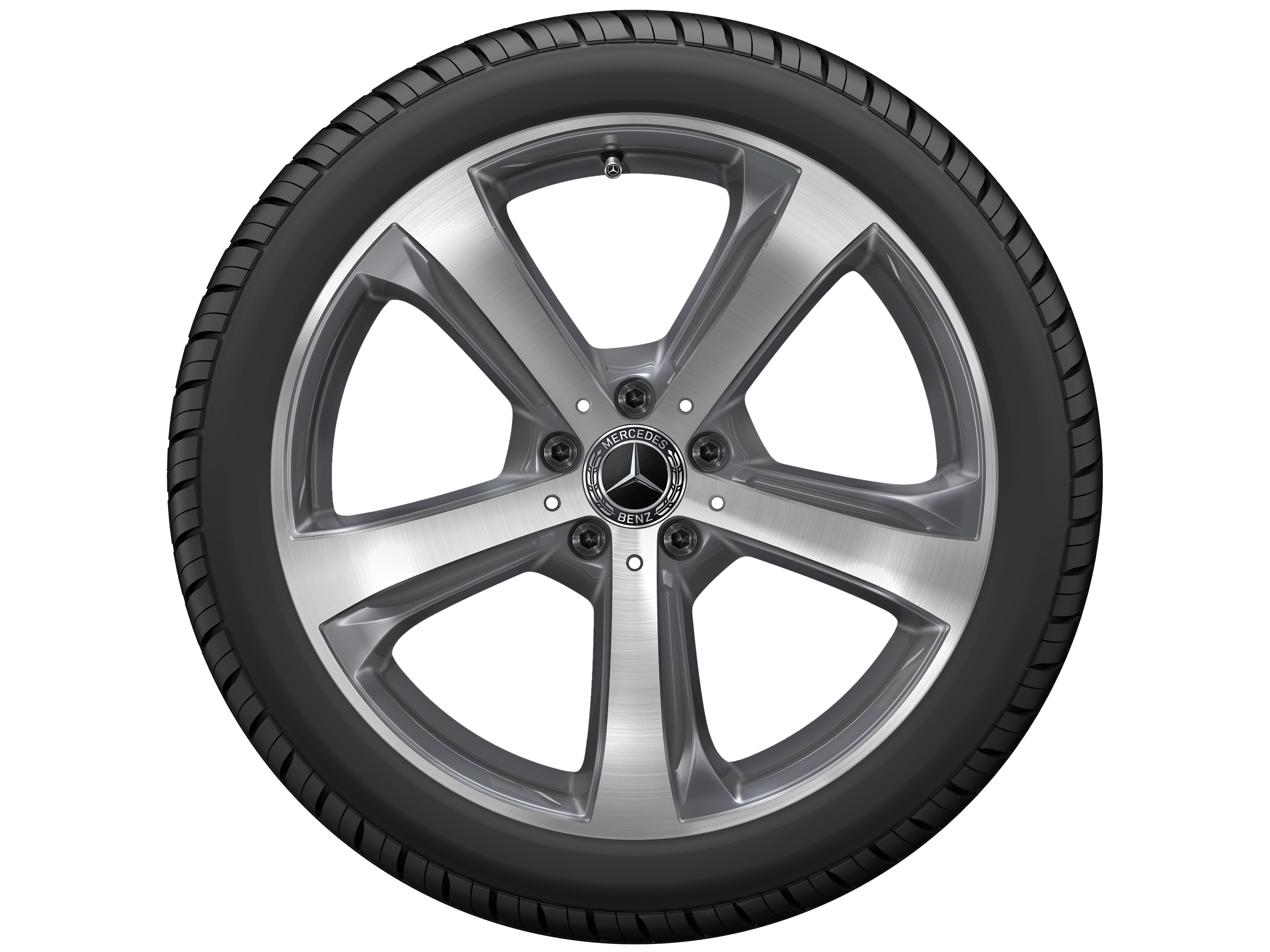 Cerchio a 5 razze, 45,7 cm (18 pollici) - 8 J x 19 ET 41, grigio tremolite metallizzato, Tornitura a specchio