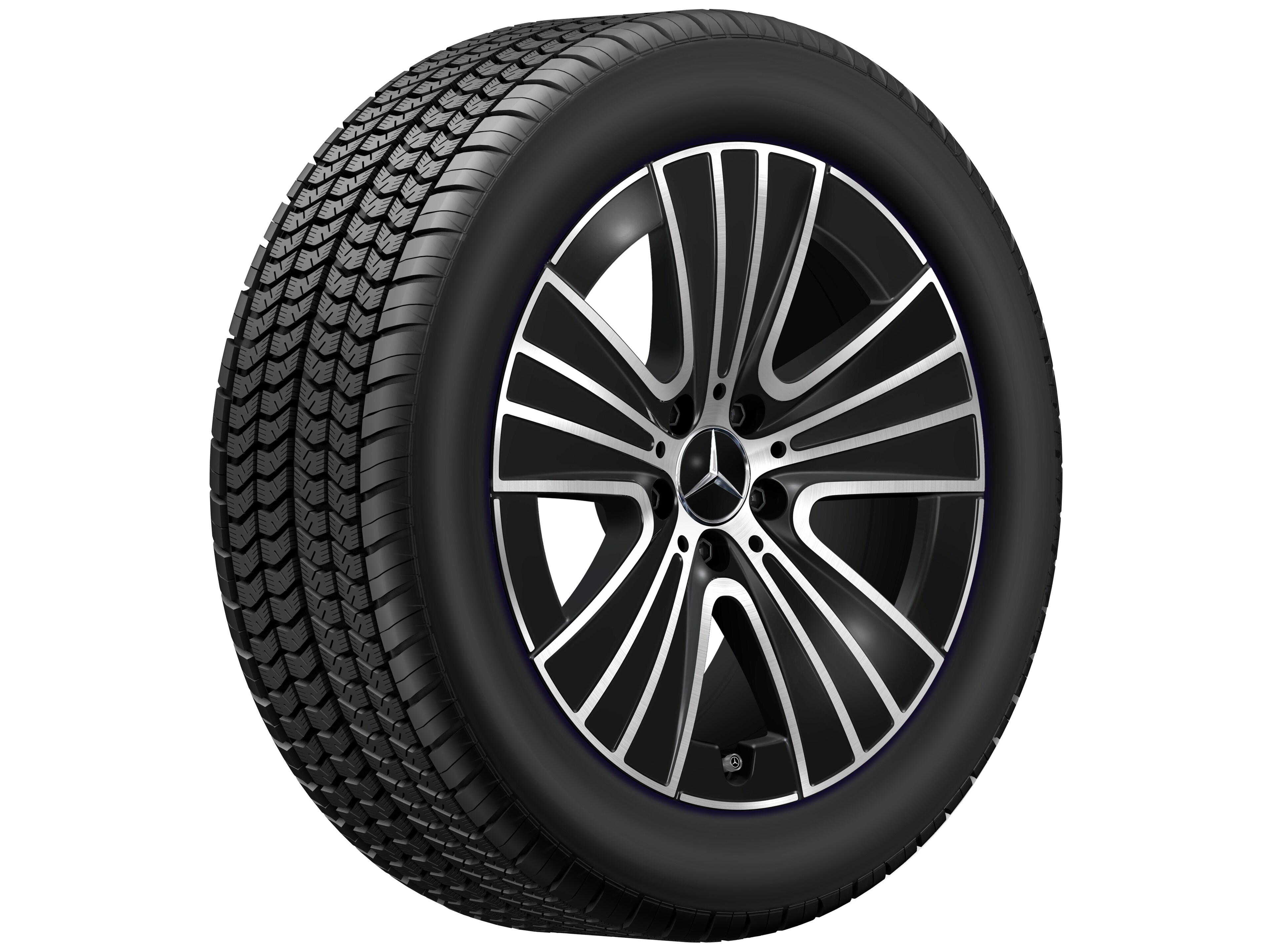 Cerchio a 5 triple razze, 45,7 cm (18 pollici) - 8 J x 18 ET 32,5, colore nero, Tornitura a specchio