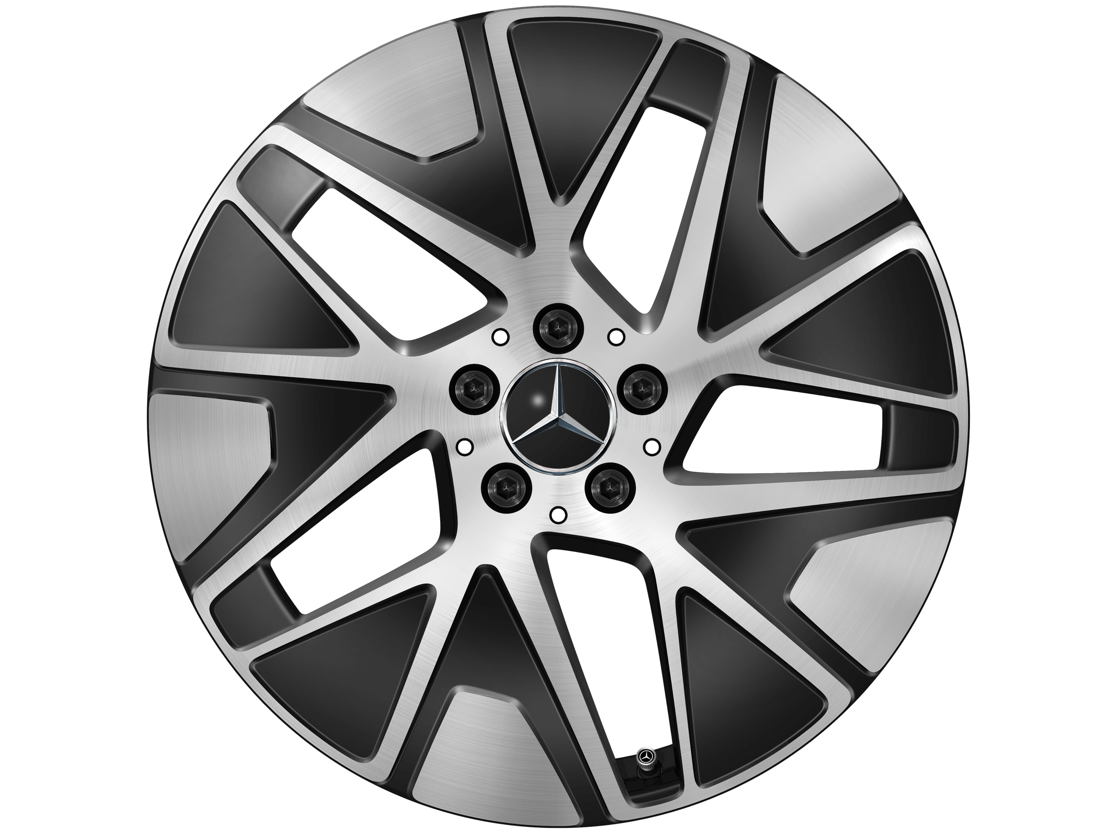 Cerchio a 5 triple razze, Aero, 48,3 cm (19 pollici) - 9 J x 19 ET 60,2, colore nero, Tornitura a specchio