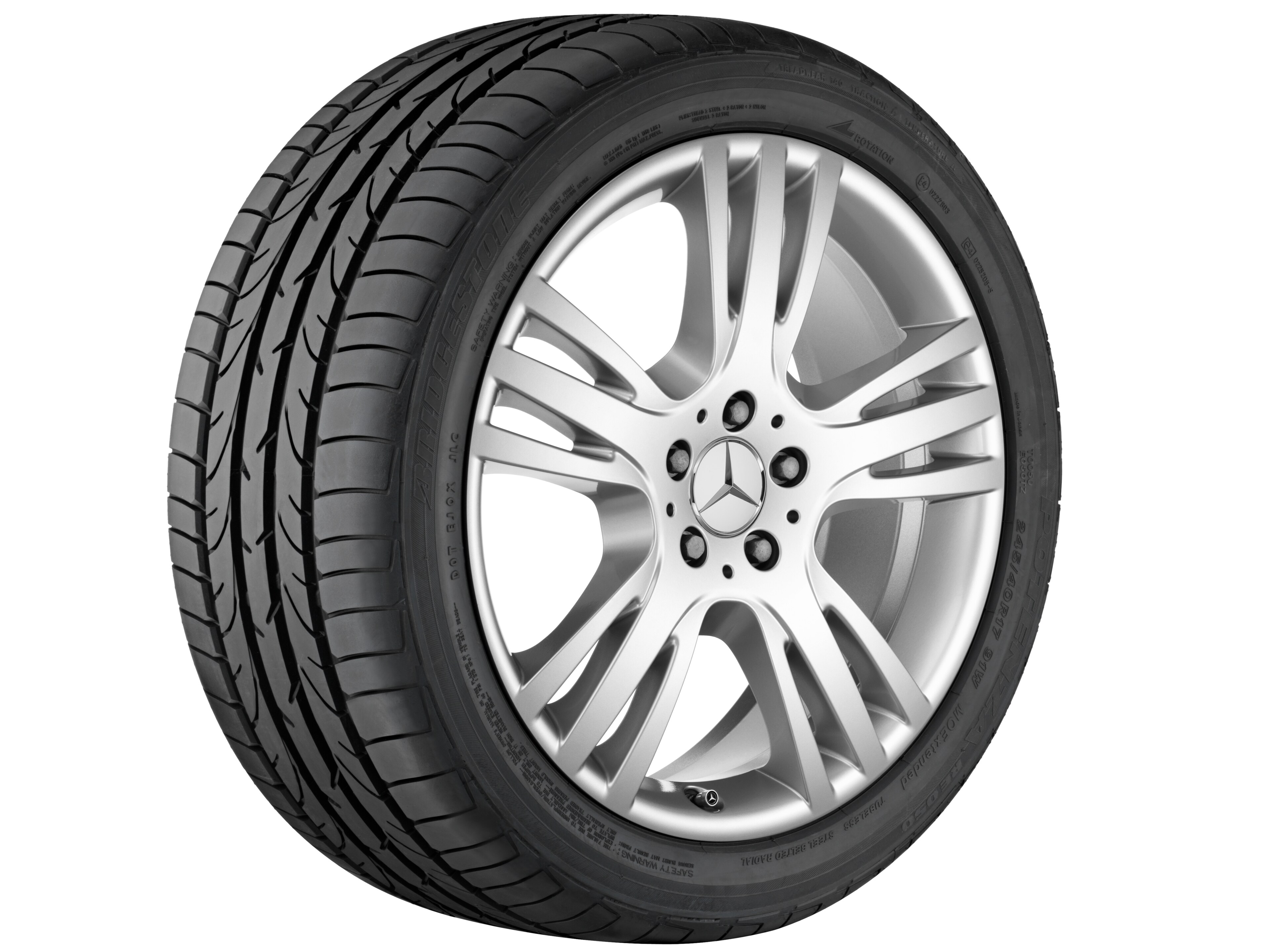 Cerchio a 5 triple razze, 48,3 cm (19 pollici) - 7,5 J x 19 ET 47, argento titanio, verniciato