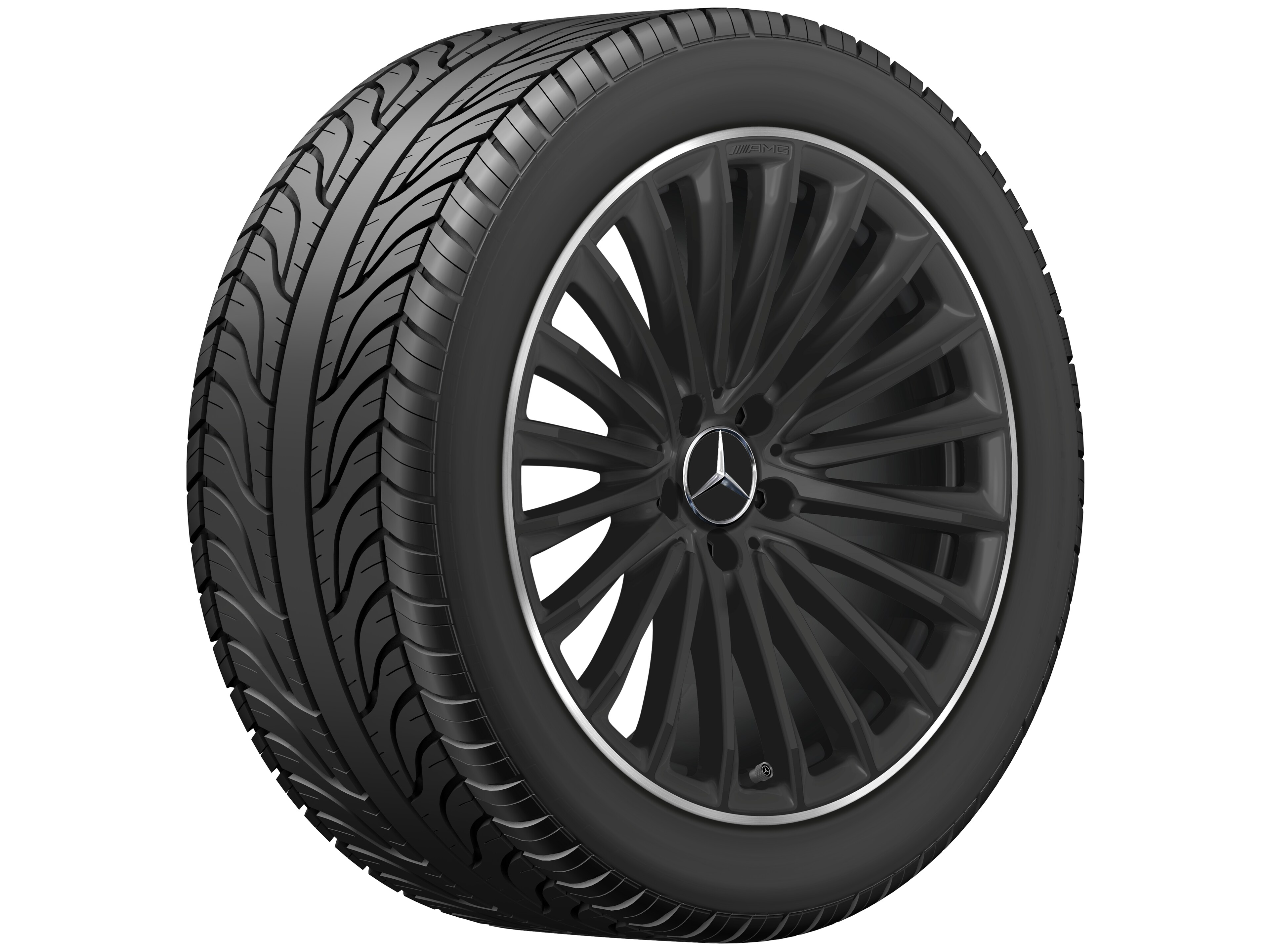 Cerchio a razze AMG, 48,3 cm (19 pollici) - 11 J x 19 ET 60,5, nero opacizzato, Bordo del cerchio tornito a specchio