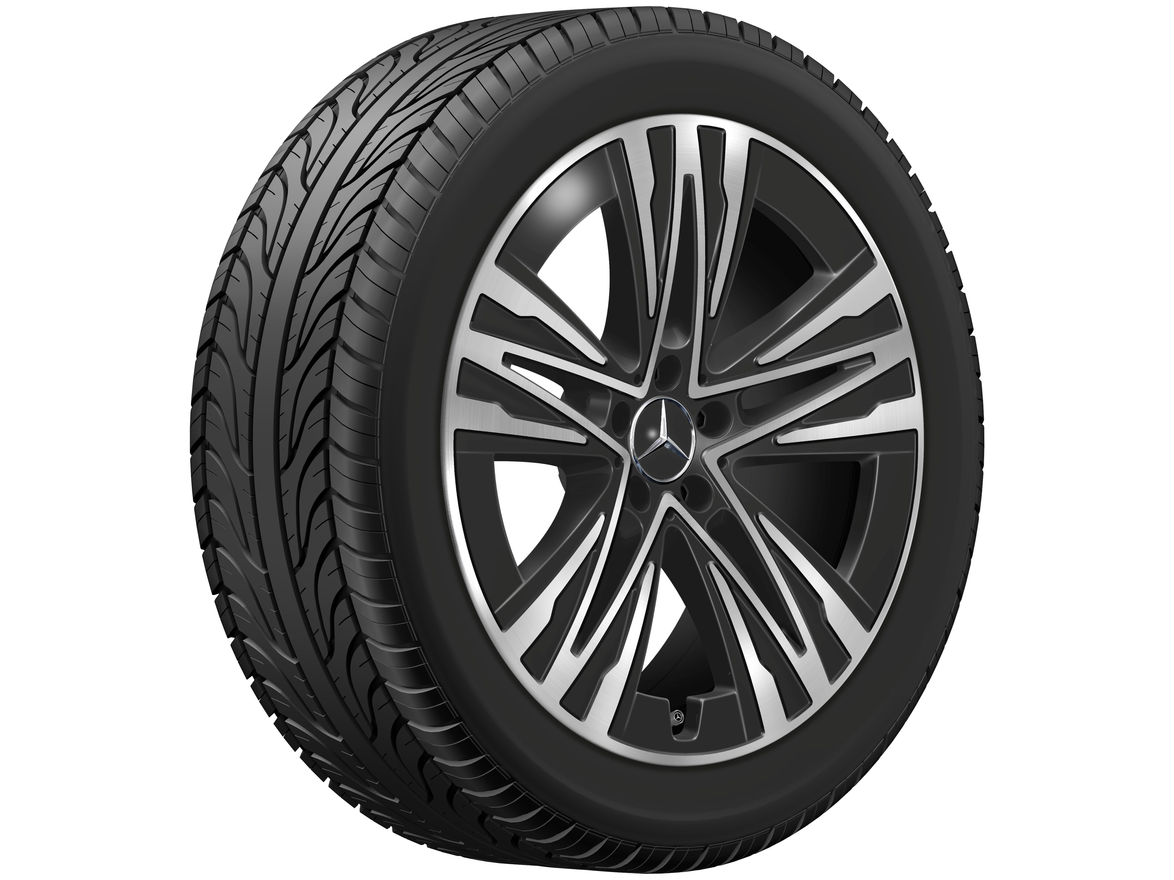 Cerchio a 5 fori, Aero, 50,8 cm (20 pollici) - 8 J x 20 ET 32,7, colore nero, Tornitura a specchio