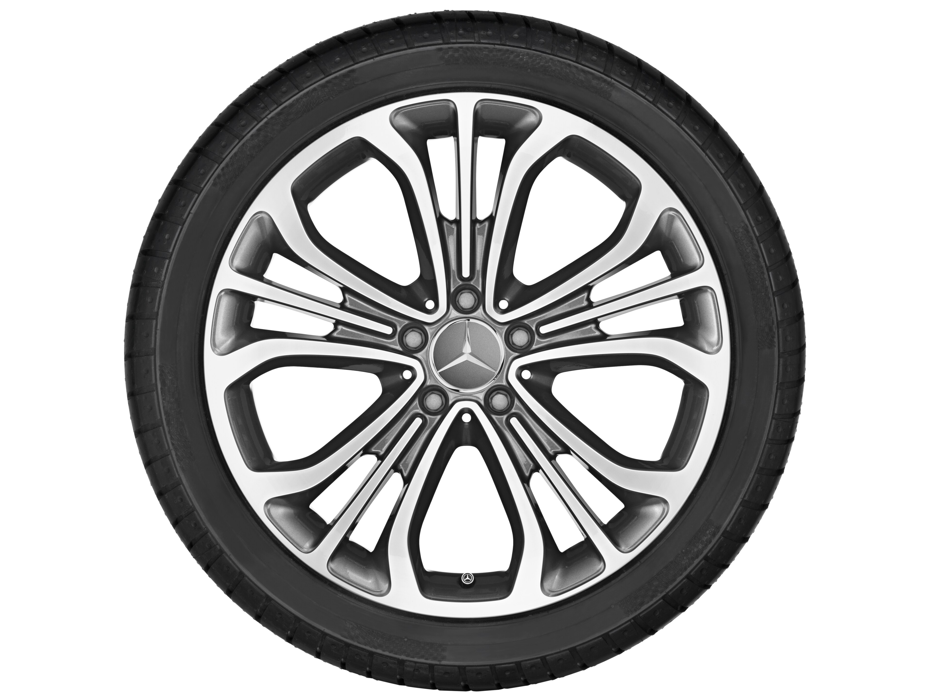 Cerchio a 5 triple razze, 48,3 cm (19 pollici) - 8,5 J x 19 ET 36, grigio Himalaya, Tornitura a specchio