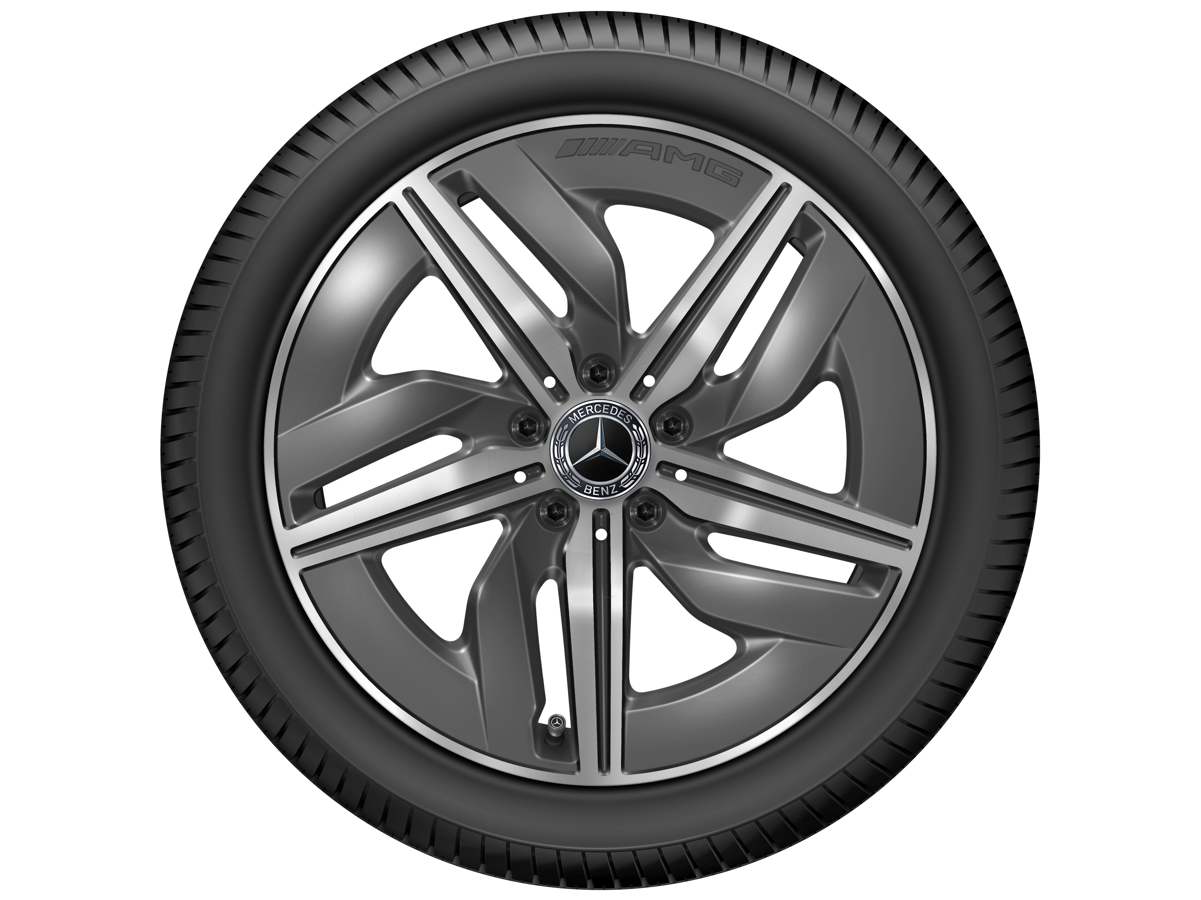 Cerchio a 5 razze AMG, 45,7 cm (18 pollici) - 9 J x 18 ET 66, Grigio tantalio, Tornitura a specchio