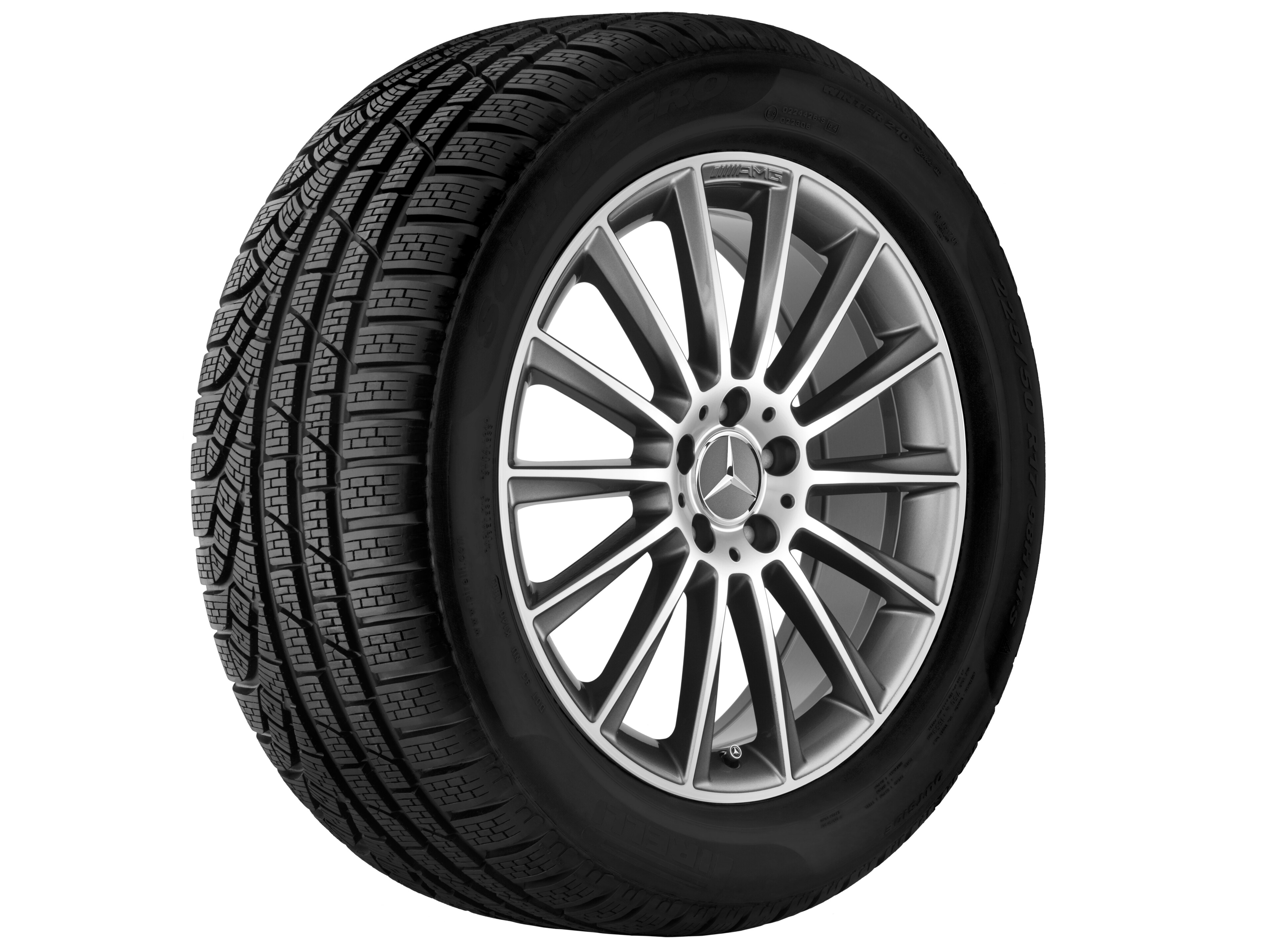 Cerchio a razze AMG, 48,3 cm (19 pollici) - 7,5 J x 19 ET 33, grigio titanio, Tornitura a specchio