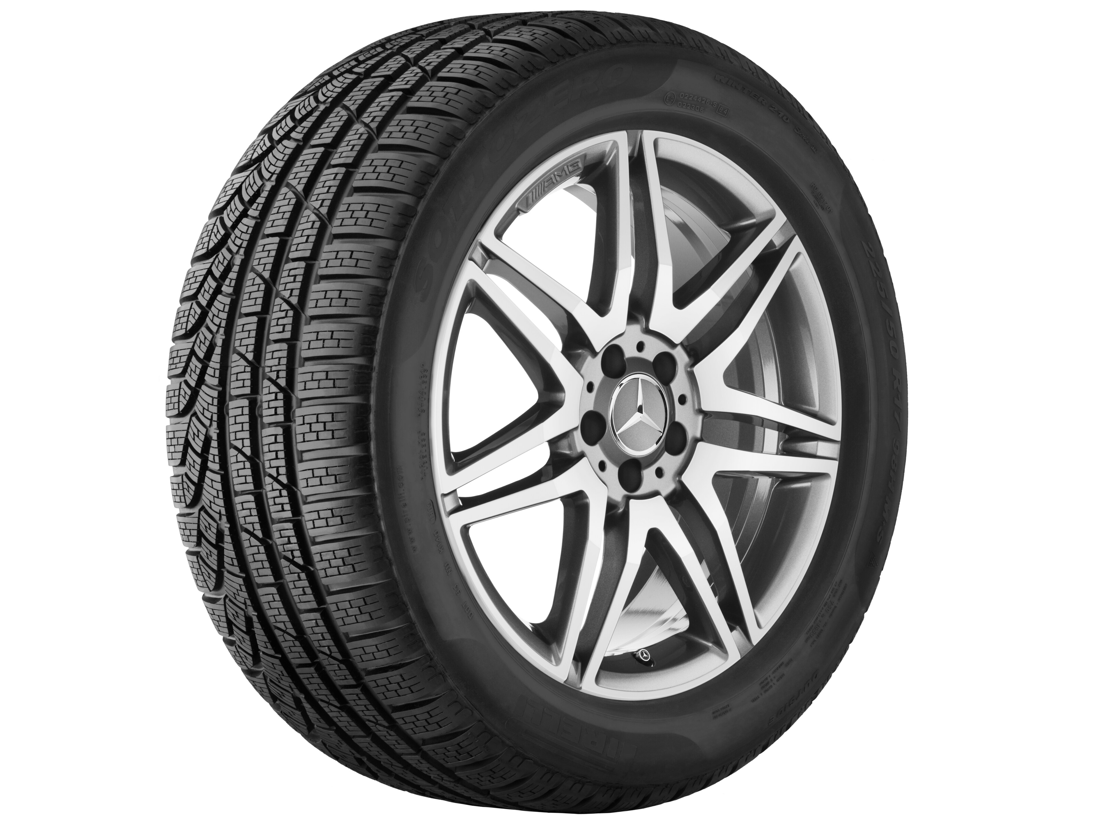 Cerchio a 7 doppie razze AMG, 48,3 cm (19 pollici) - 8,5 J x 19 ET 35,5, grigio titanio, Tornitura a specchio