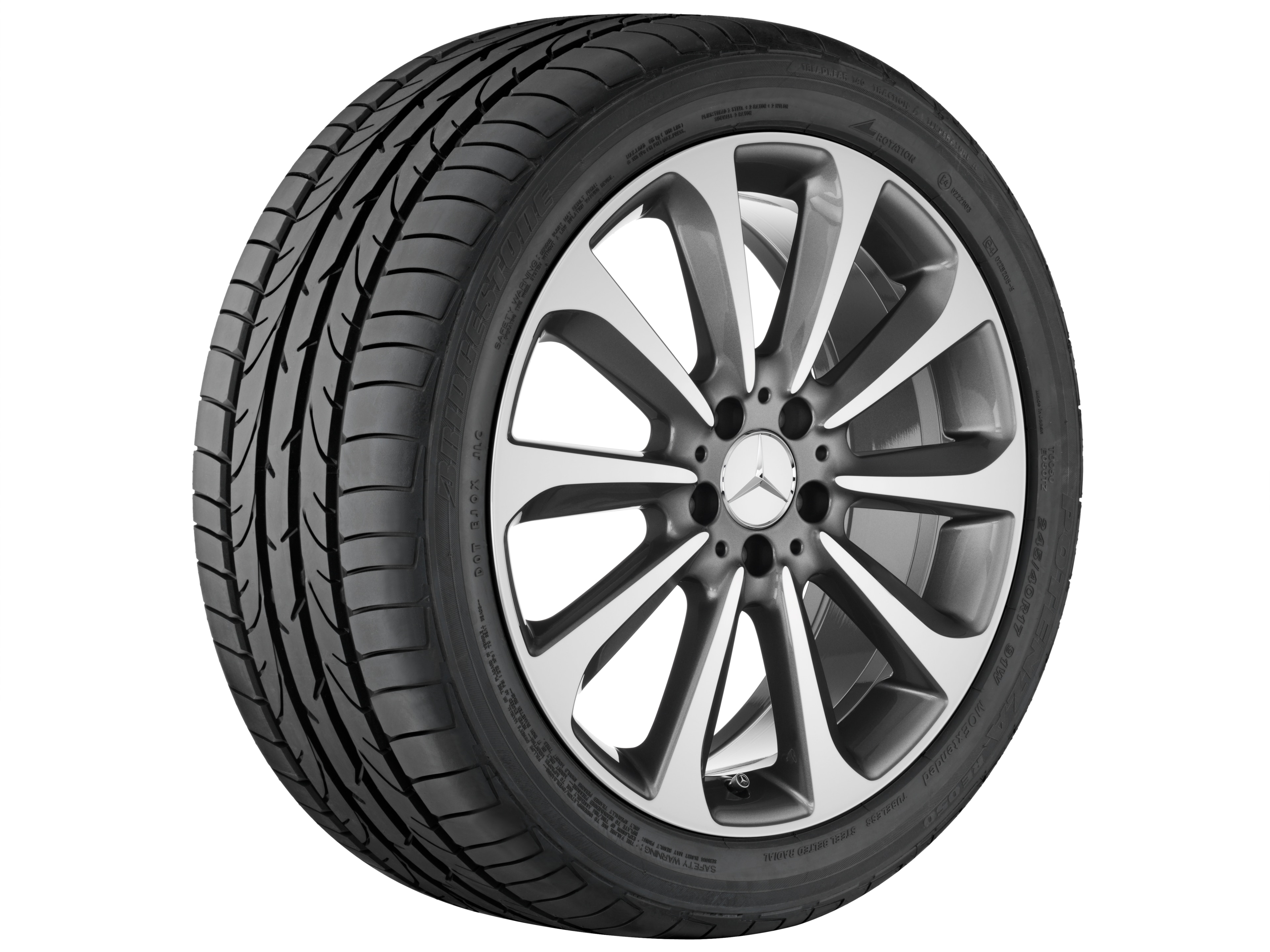 Cerchio a 10 razze, 48,3 cm (19 pollici), con tornitura a specchio - 7,5 J x 19 ET 44, grigio Himalaya, Tornitura a specchio