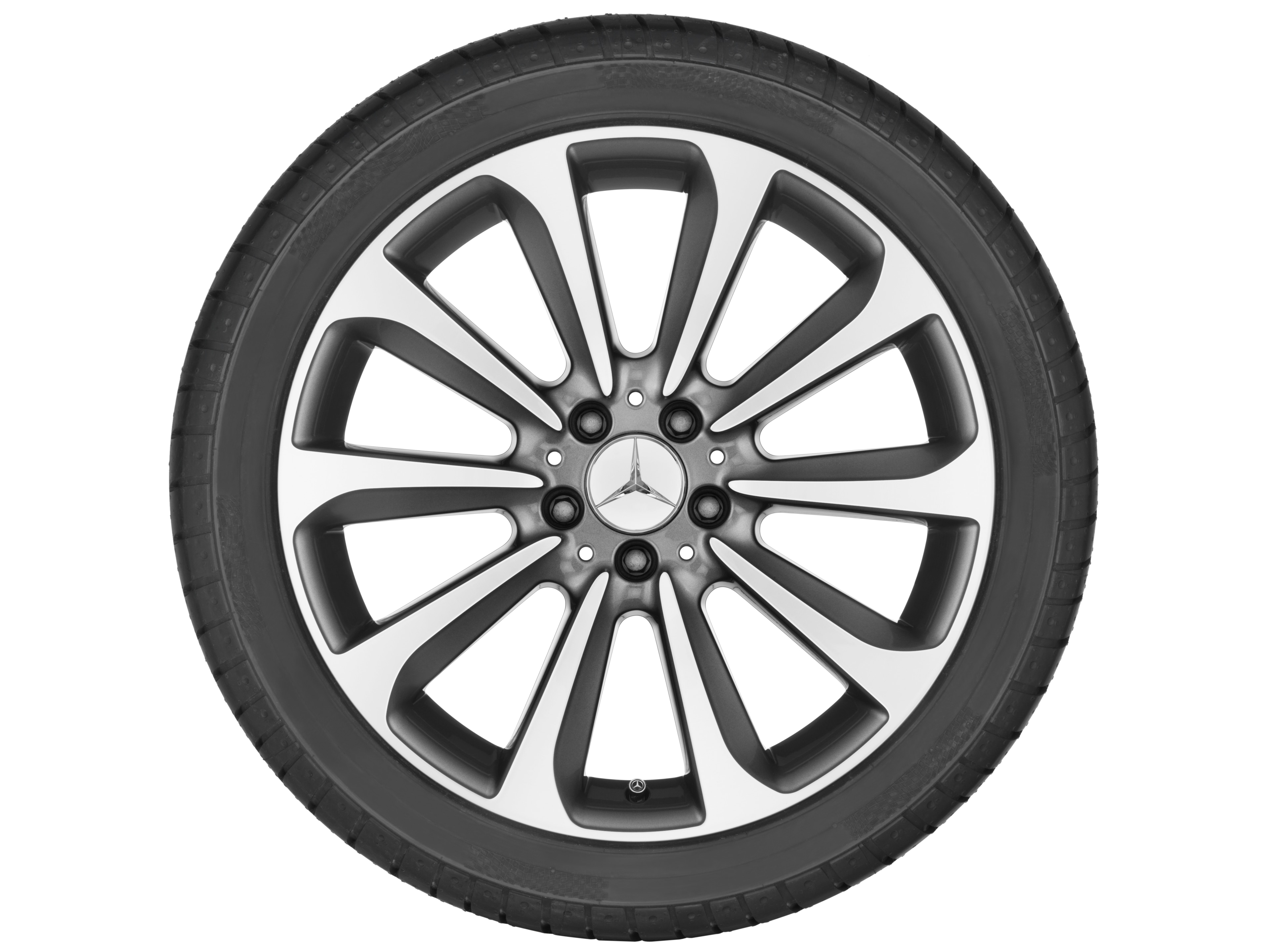 Cerchio a 10 razze, 48,3 cm (19 pollici), con tornitura a specchio - 7,5 J x 19 ET 44, grigio Himalaya, Tornitura a specchio