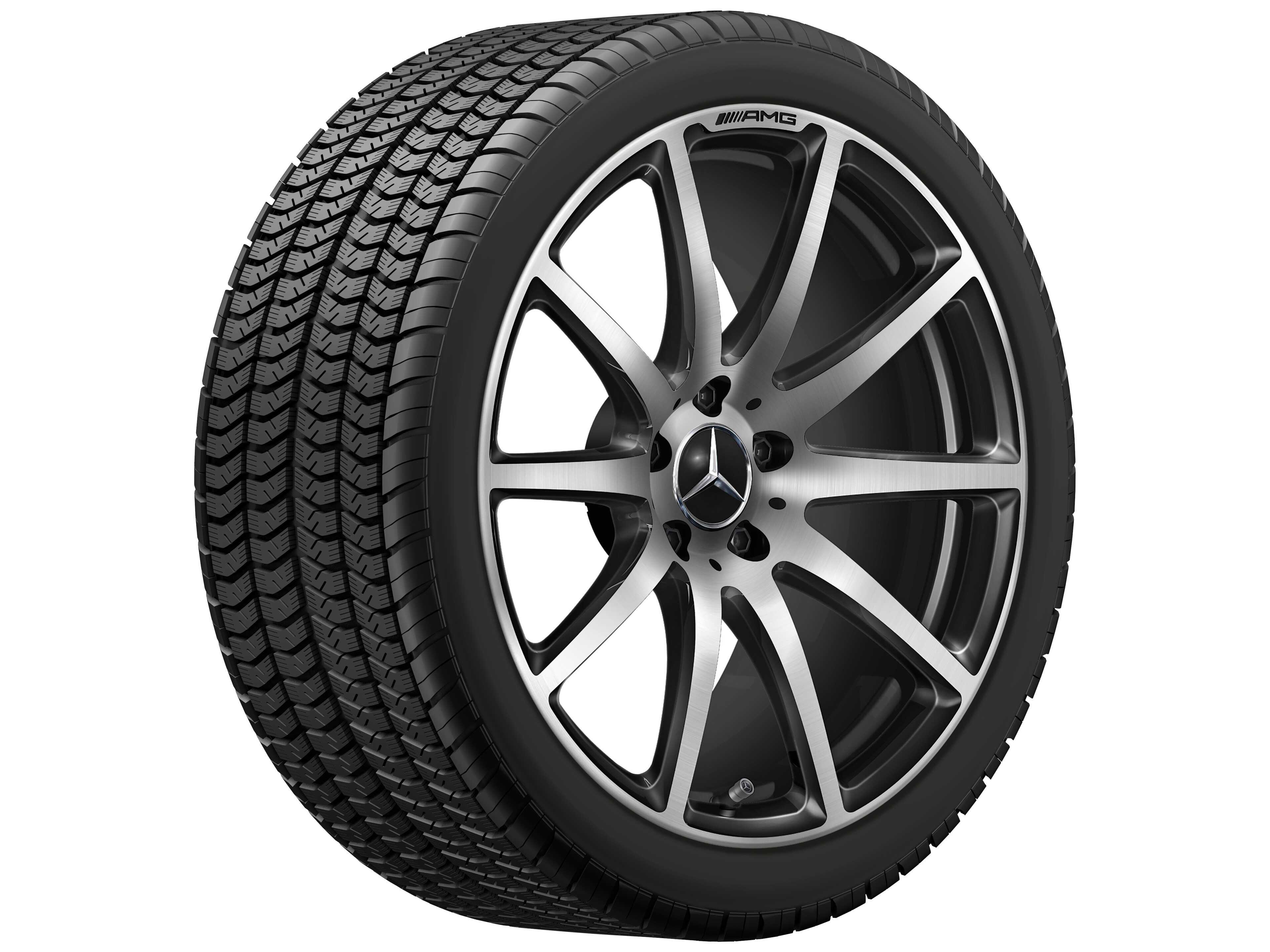 Cerchio fucinato AMG con design a 10 razze, 50,8 cm (20 pollici) - 10 J x 20 ET 48, colore nero, Lucidato