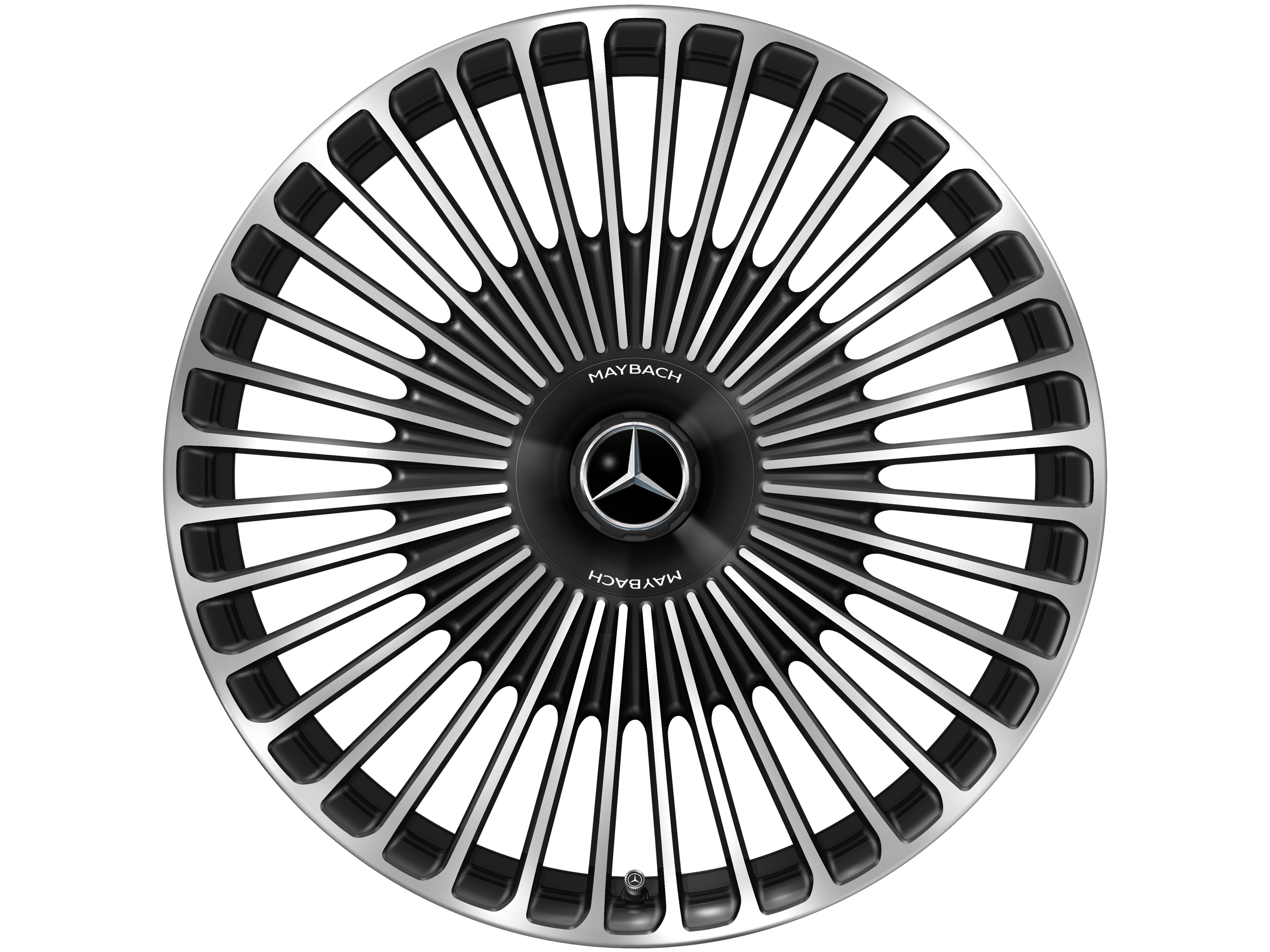 Cerchio fucinato AMG con design a razze multiple, 53,3 cm (21 pollici) - 9,5 J x 21 ET 56,1, colore nero, Tornitura a specchio