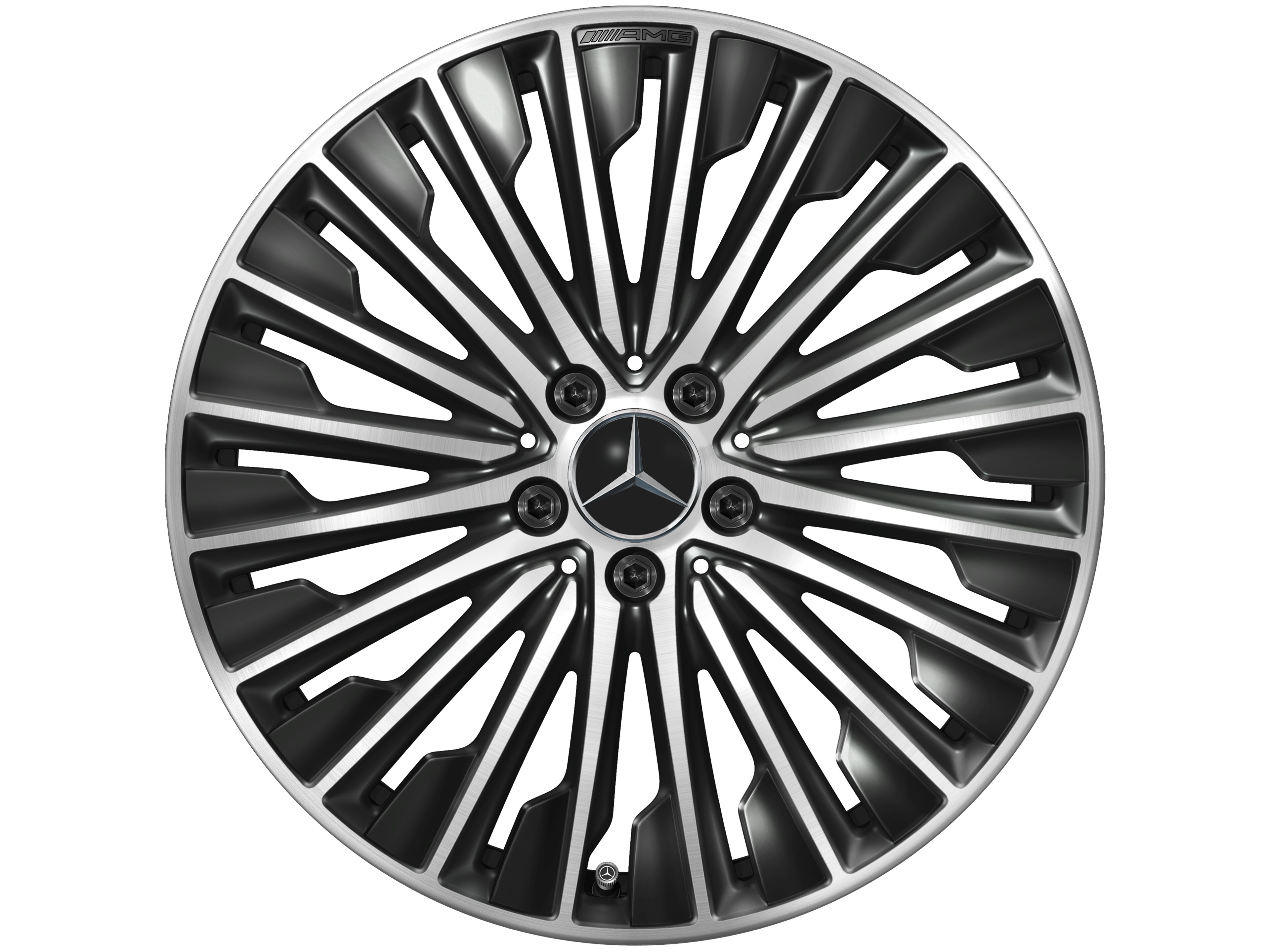 Cerchio a razze AMG, 48,3 cm (19 pollici) - 9 J x 19 ET 60,5, colore nero, Tornitura a specchio