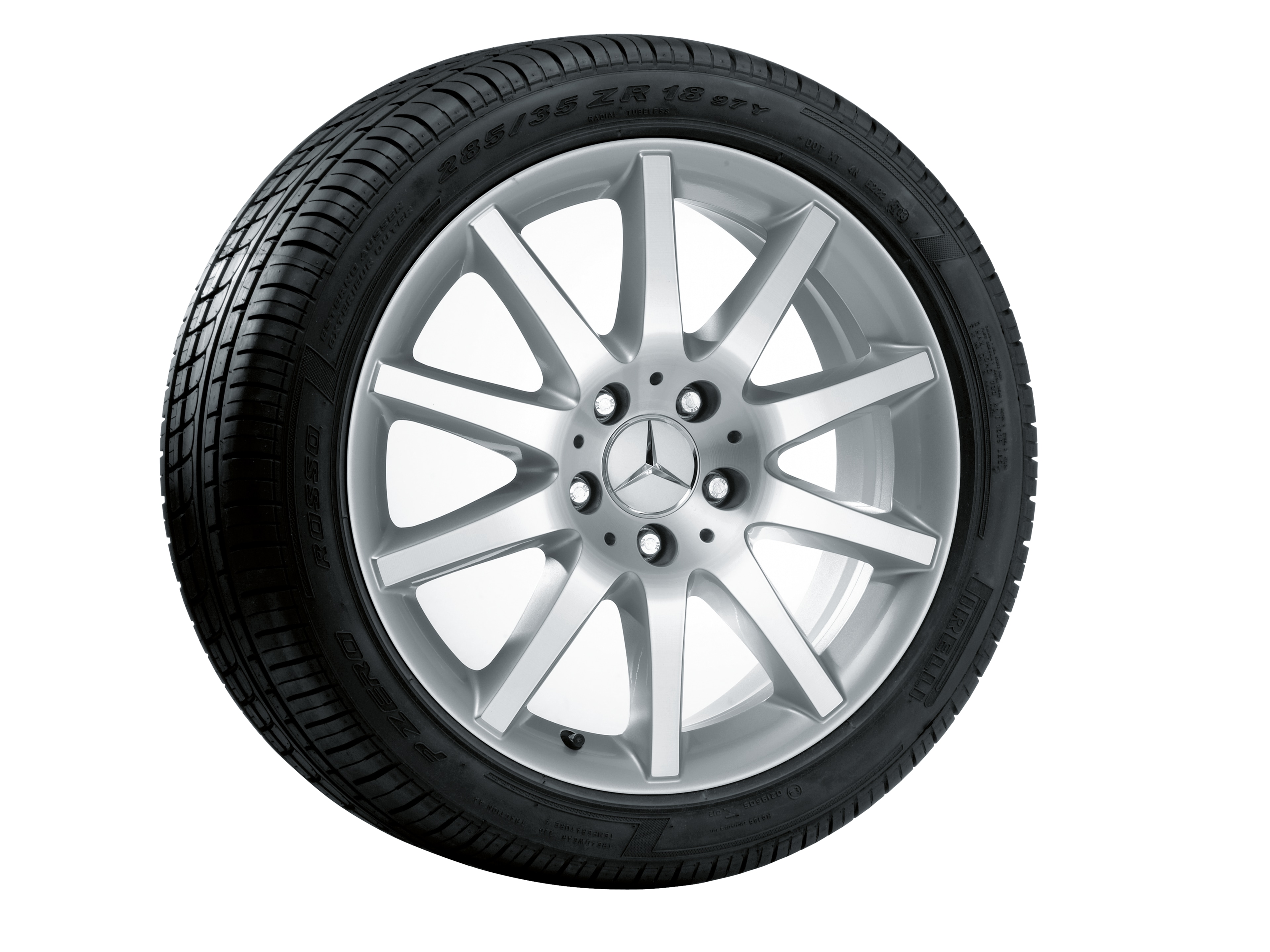 Cerchio a 10 razze, 43,2 cm (17 pollici) - 7,5 J x 17 ET 36, argento titanio, Tornitura a specchio