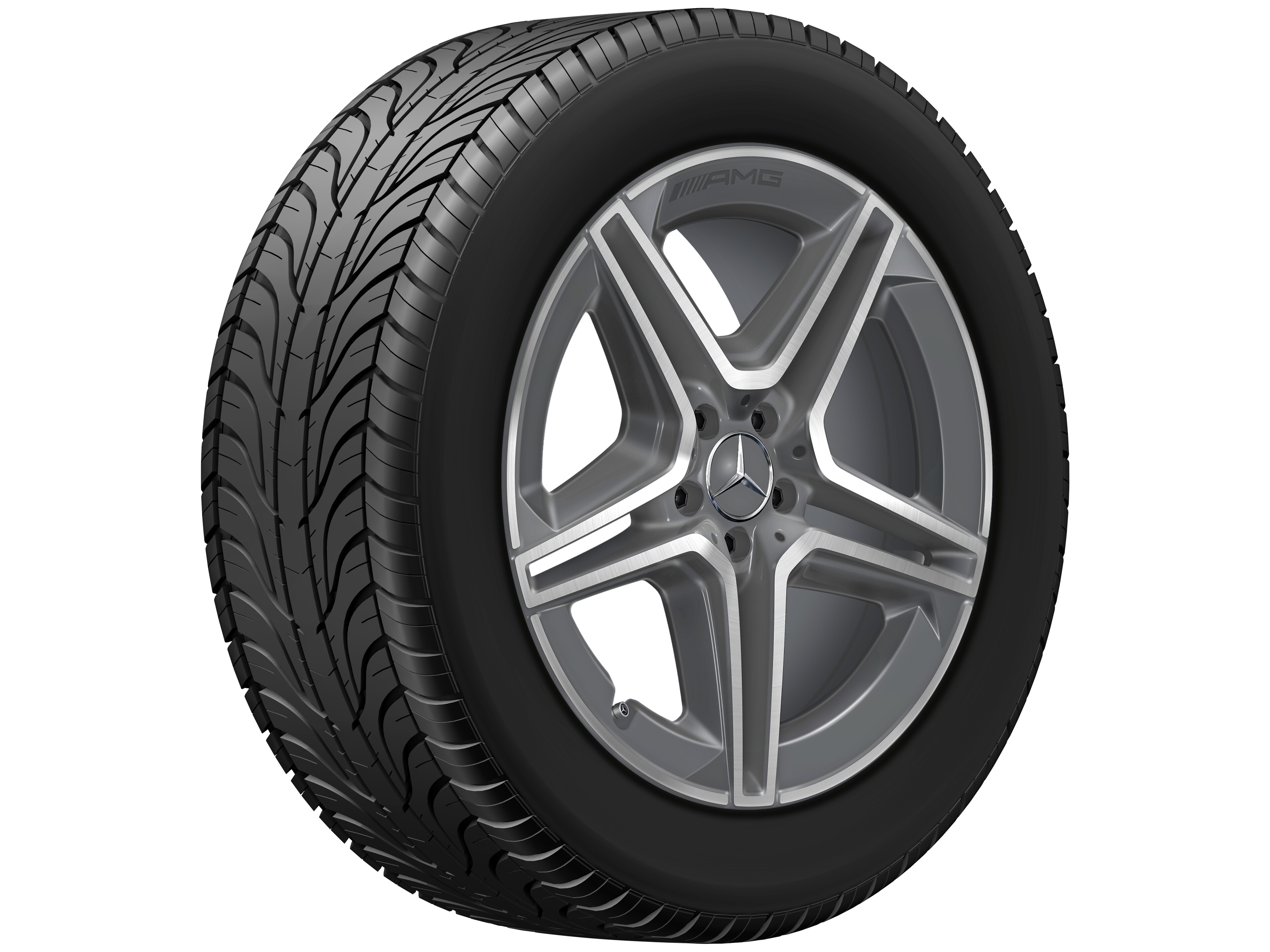 Cerchio a 5 doppie razze AMG, 50,8 cm (20 pollici) - 9 J x 20 ET 44, grigio tremolite metallizzato, Tornitura a specchio