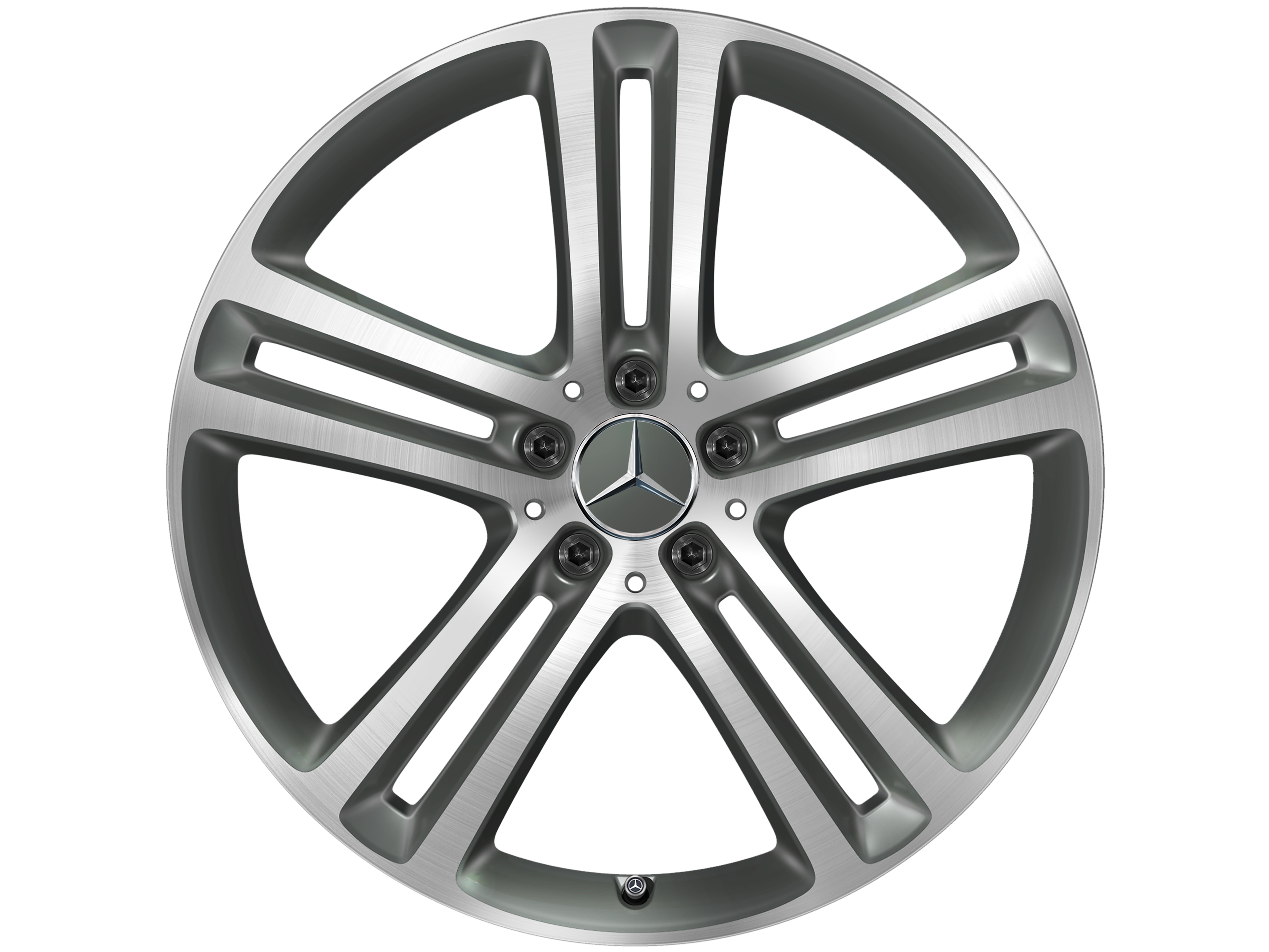 Cerchio a 5 doppie razze, 50,8 cm (20 pollici), con tornitura a specchio - 8,5 J x 20 ET 55,6, grigio Himalaya opaco, Tornitura a specchio