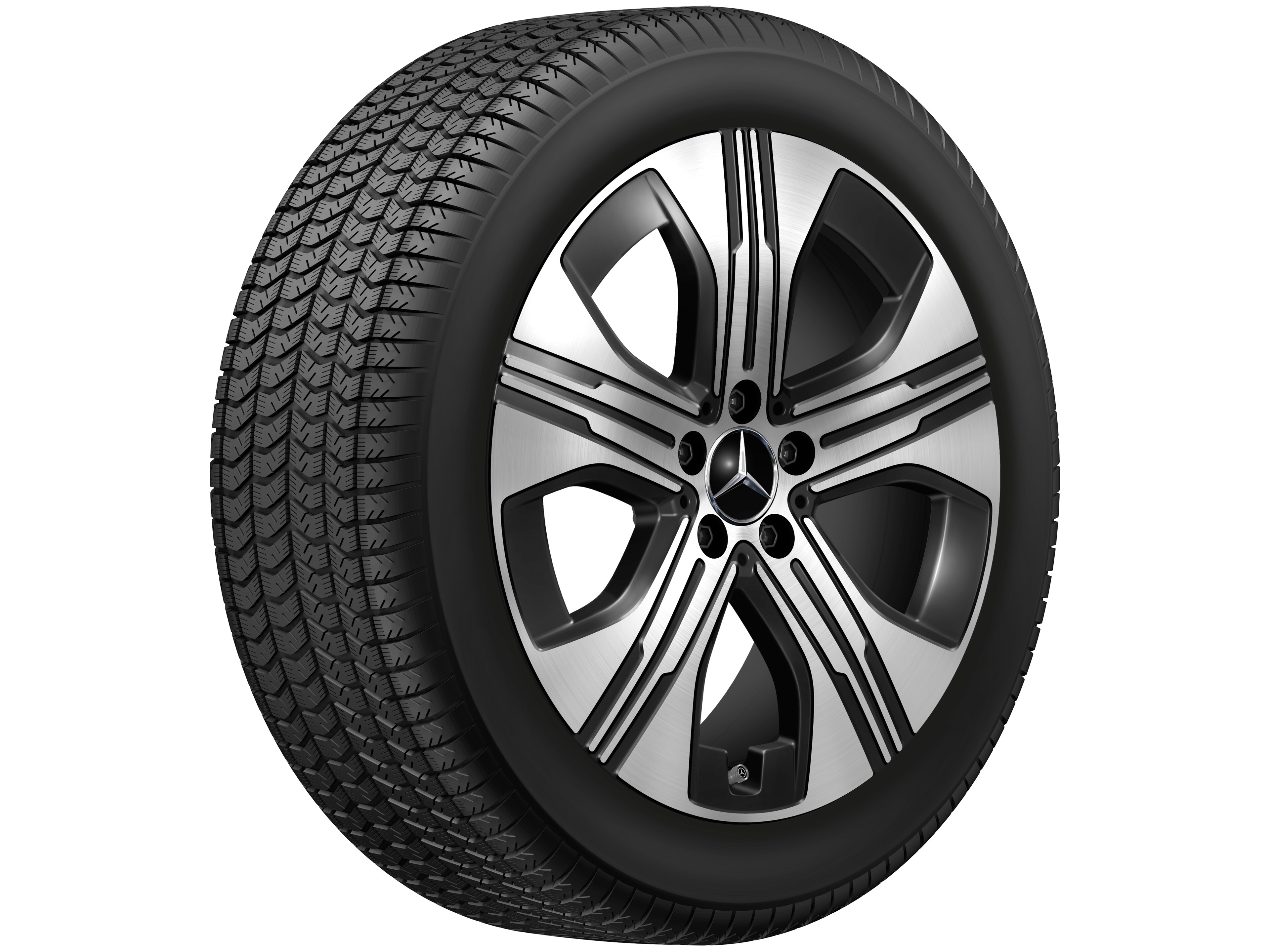 Cerchio a 5 fori, 48,3 cm (19 pollici) - 7,5 J x 19 ET 53,5, colore nero, Tornitura a specchio