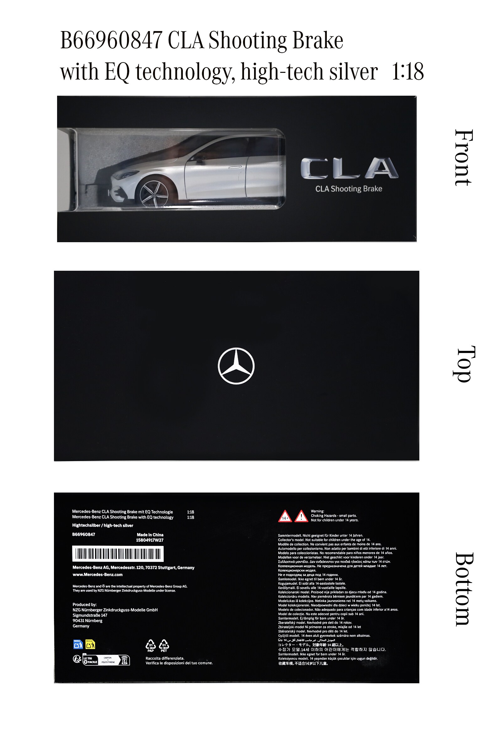CLA, Shooting Brake, X174 - Argento high-tech, NZG, 1:18