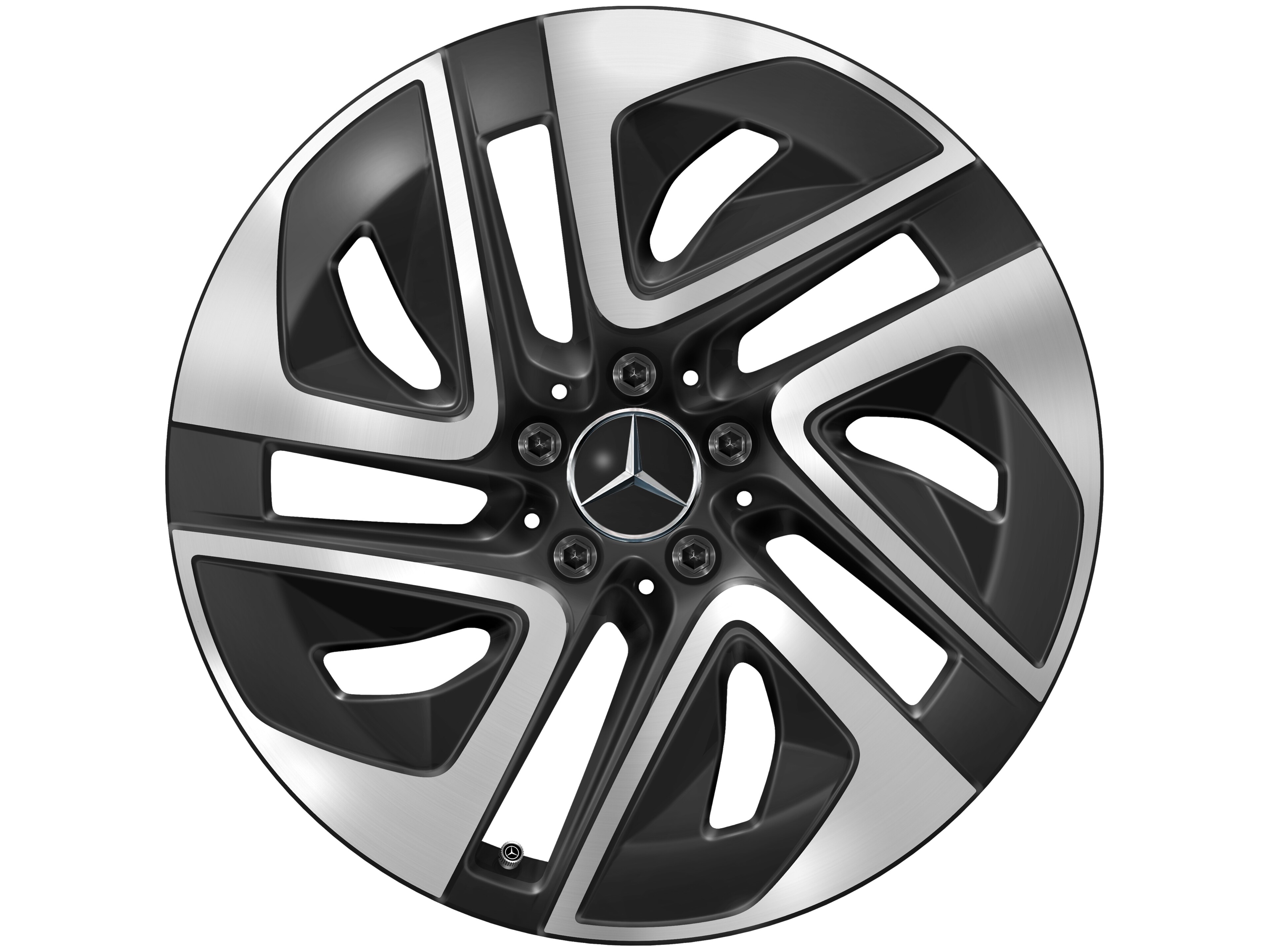 Cerchio a 5 fori, Aero, 48,3 cm (19 pollici) - 9 J x 19 ET 60,2, colore nero, Tornitura a specchio